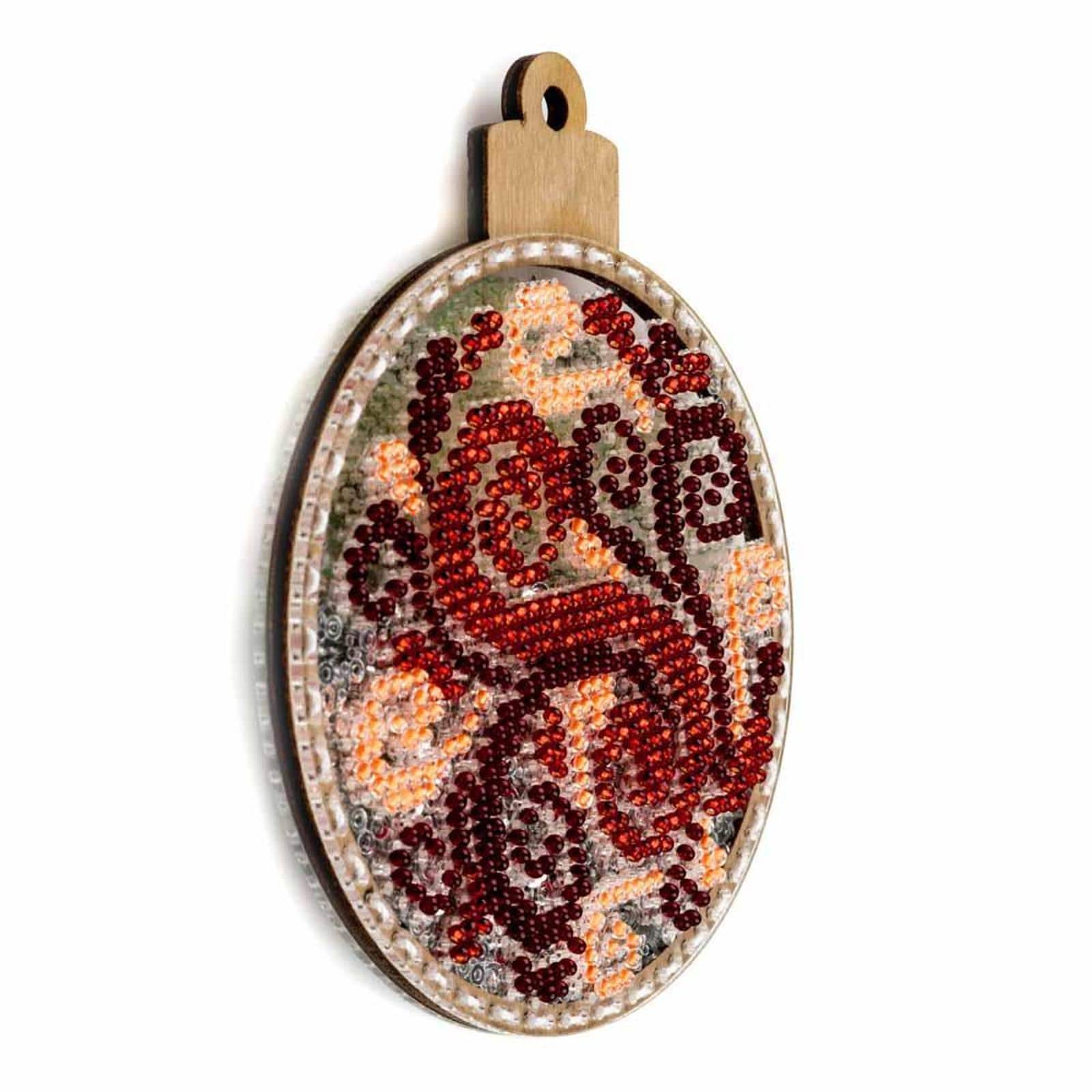 Wonderland Crafts Red &#x26; Green Swirl Ball Ornament Bead Embroidery Kit