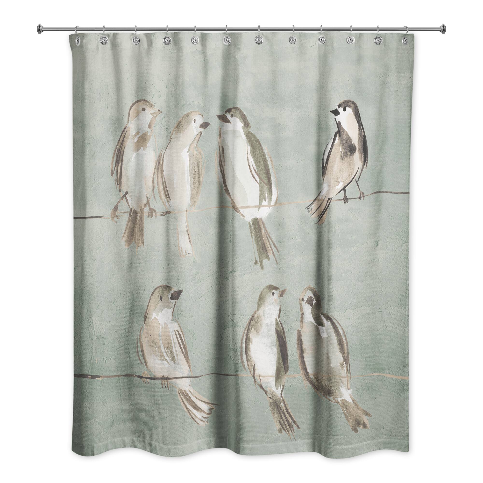 Birds on a Wire Sage 71&#x22; x 74&#x22; Shower Curtain