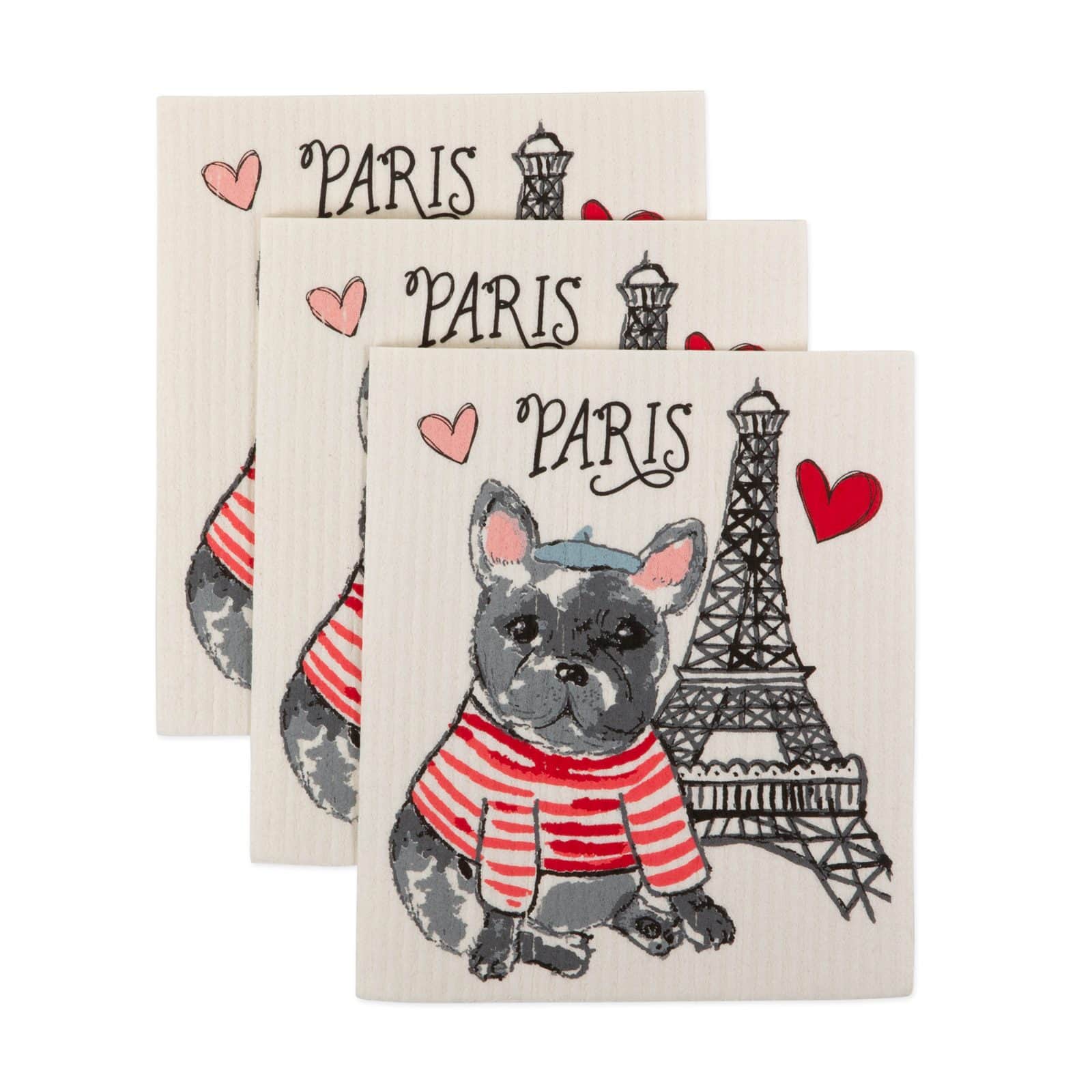 DII® Dog In Paris Swedish Dishcloth, 3ct.