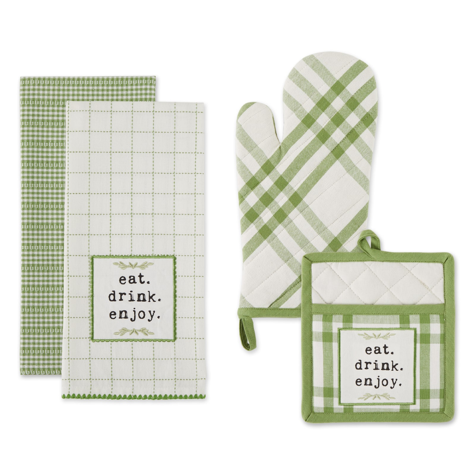 DII® Eat, Drink & Enjoy Kitchen Towels, Potholder & Mitt Set