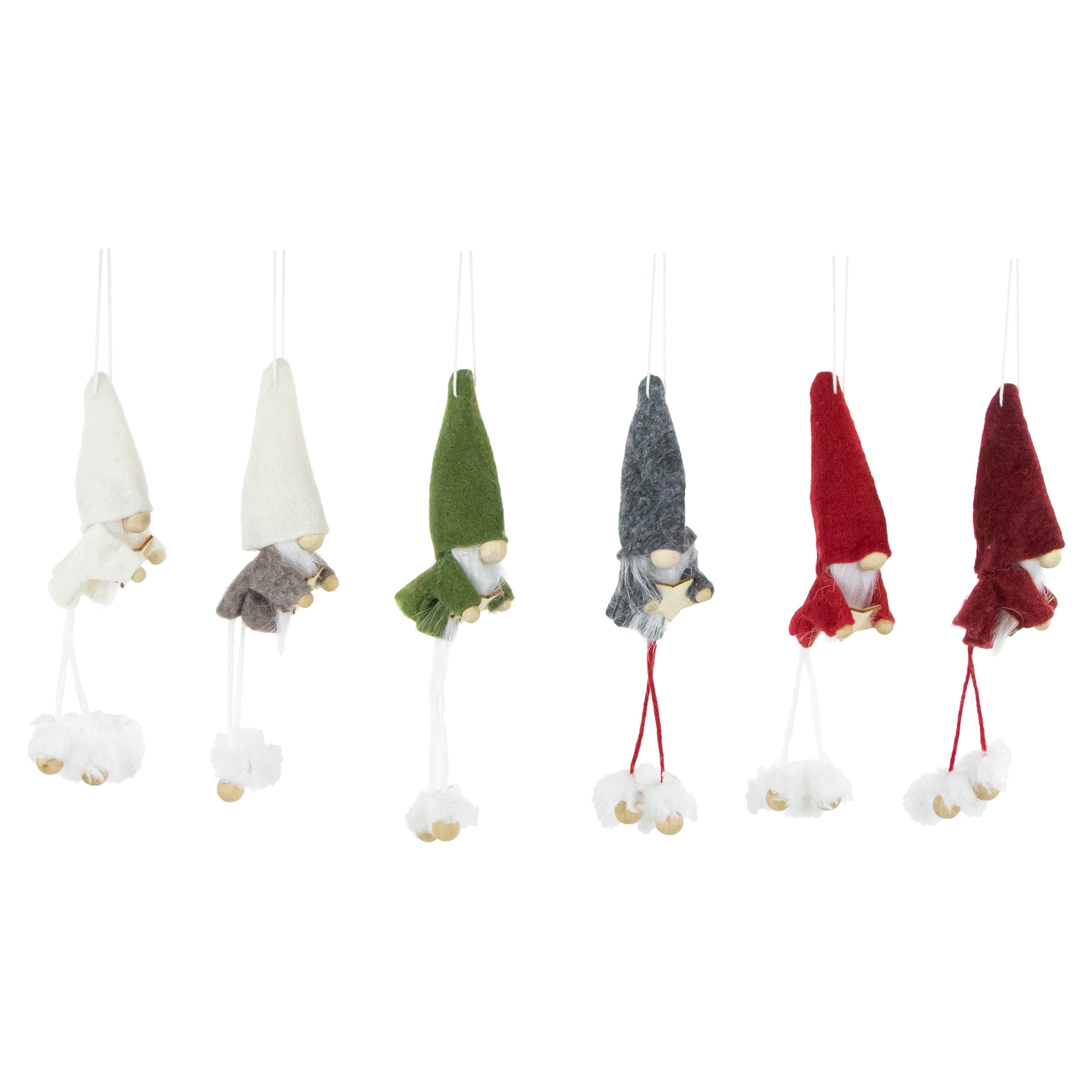 6ct. Gnomes with Stars Plush Christmas Ornaments