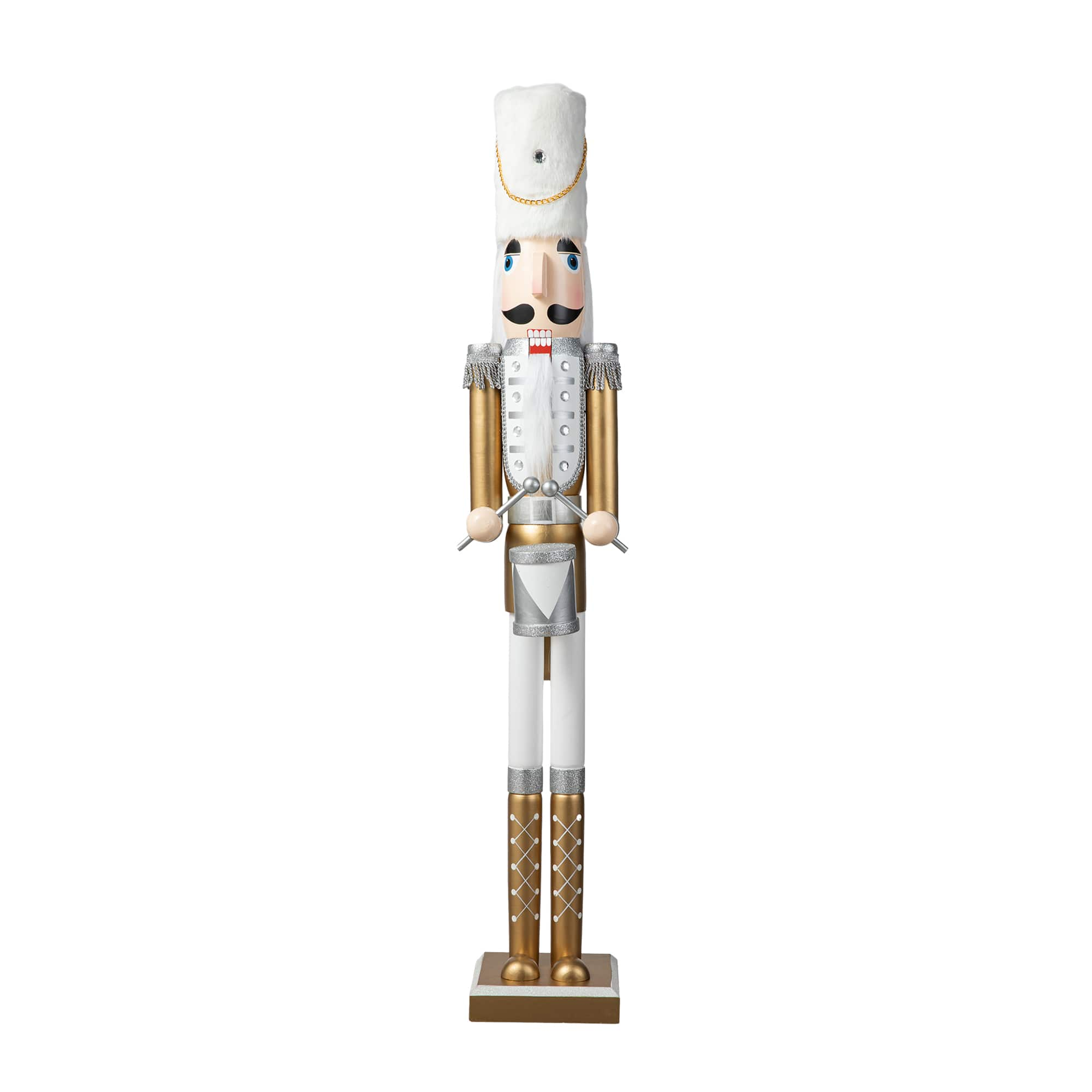 Glitzhome&#xAE; 42&#x22; Gold &#x26; White Christmas Nutcracker 