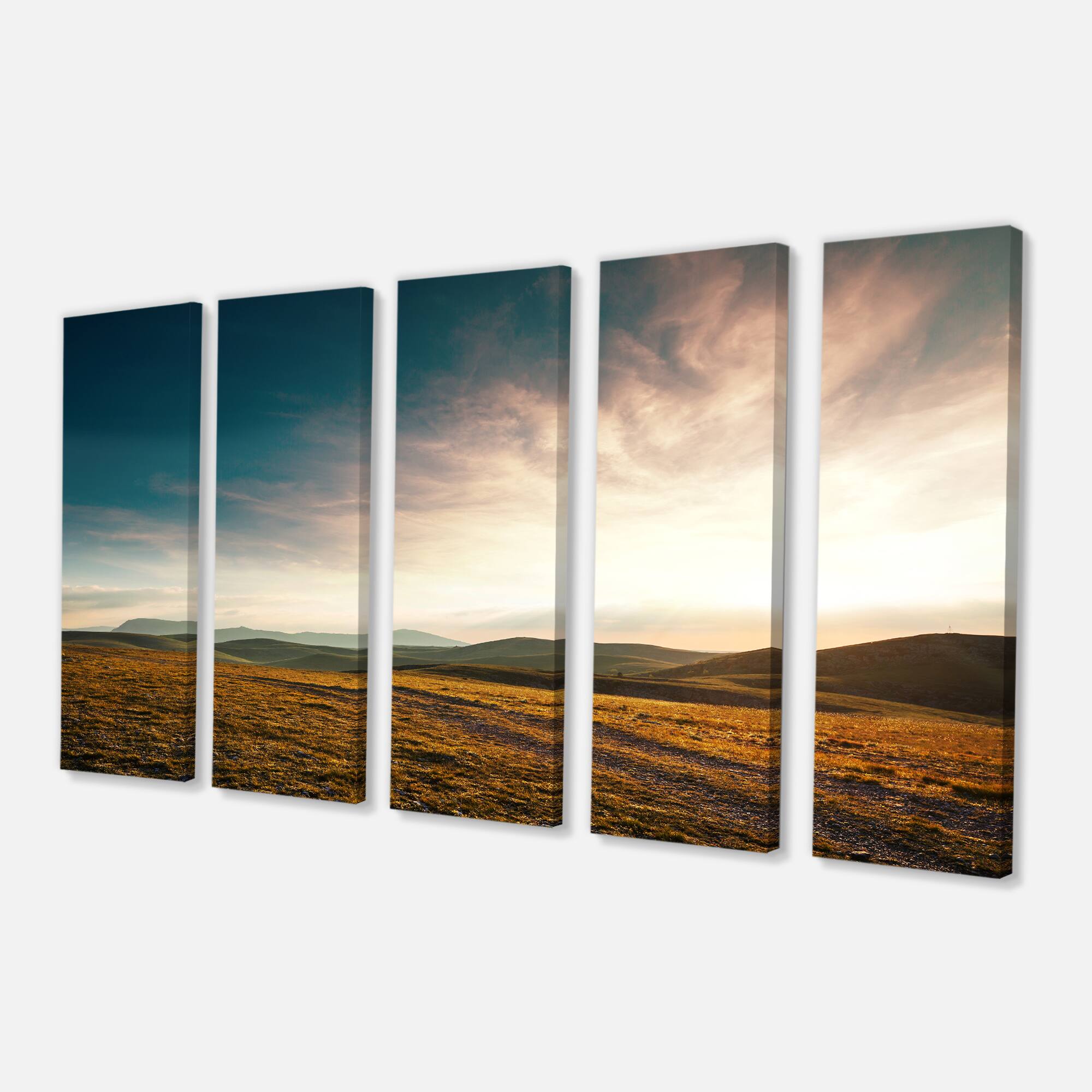 Designart - Pathway over Mountains At Sunset - Oversized Landscape Canvas Art