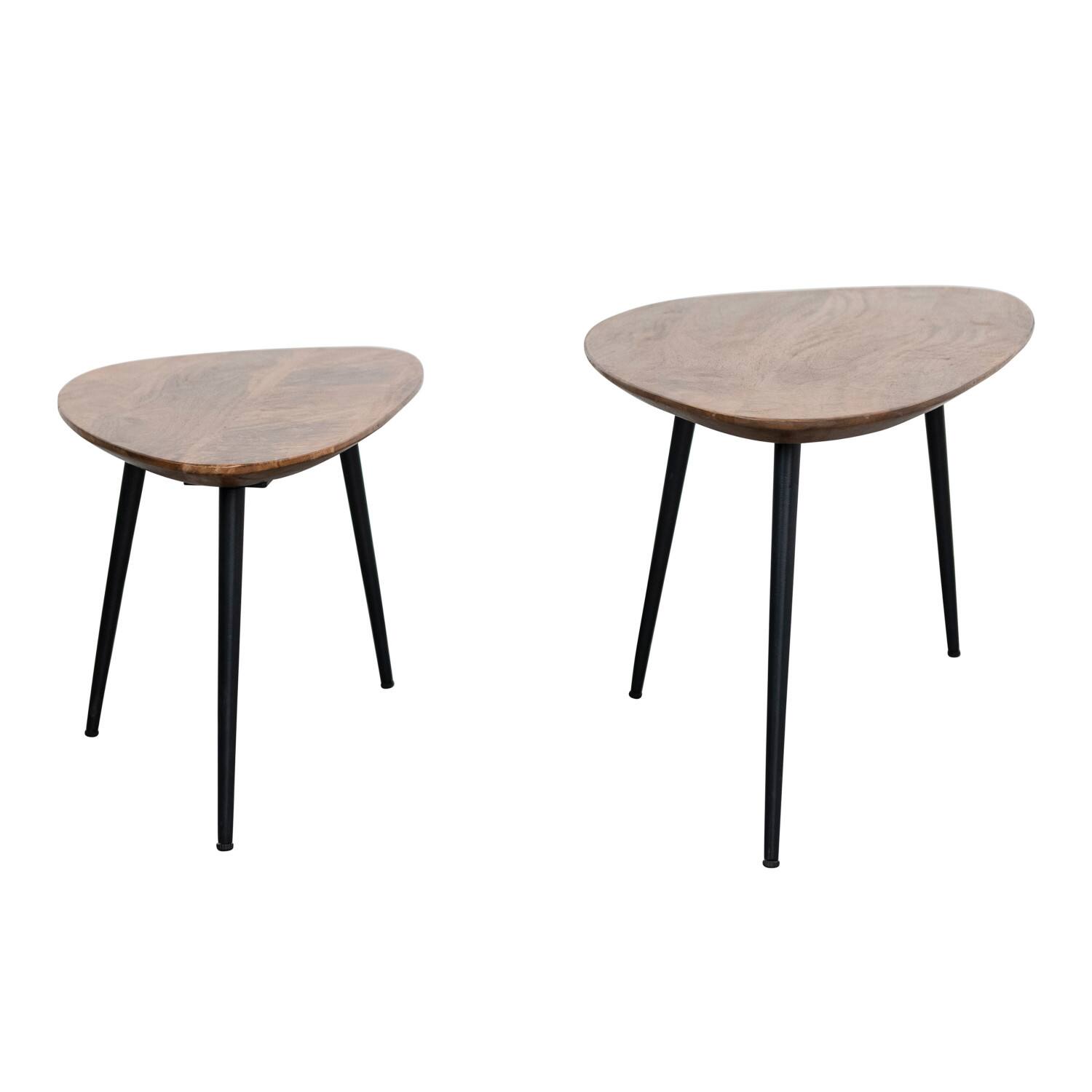 Hello Honey® Mid-Century Modern Wood & Metal Organic Shaped Nesting Table Set
