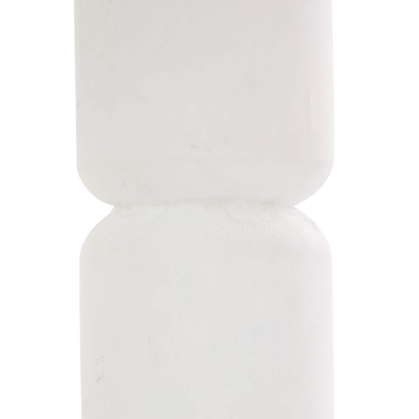 White Wood Minimalistic Tapered Candle Holder Set