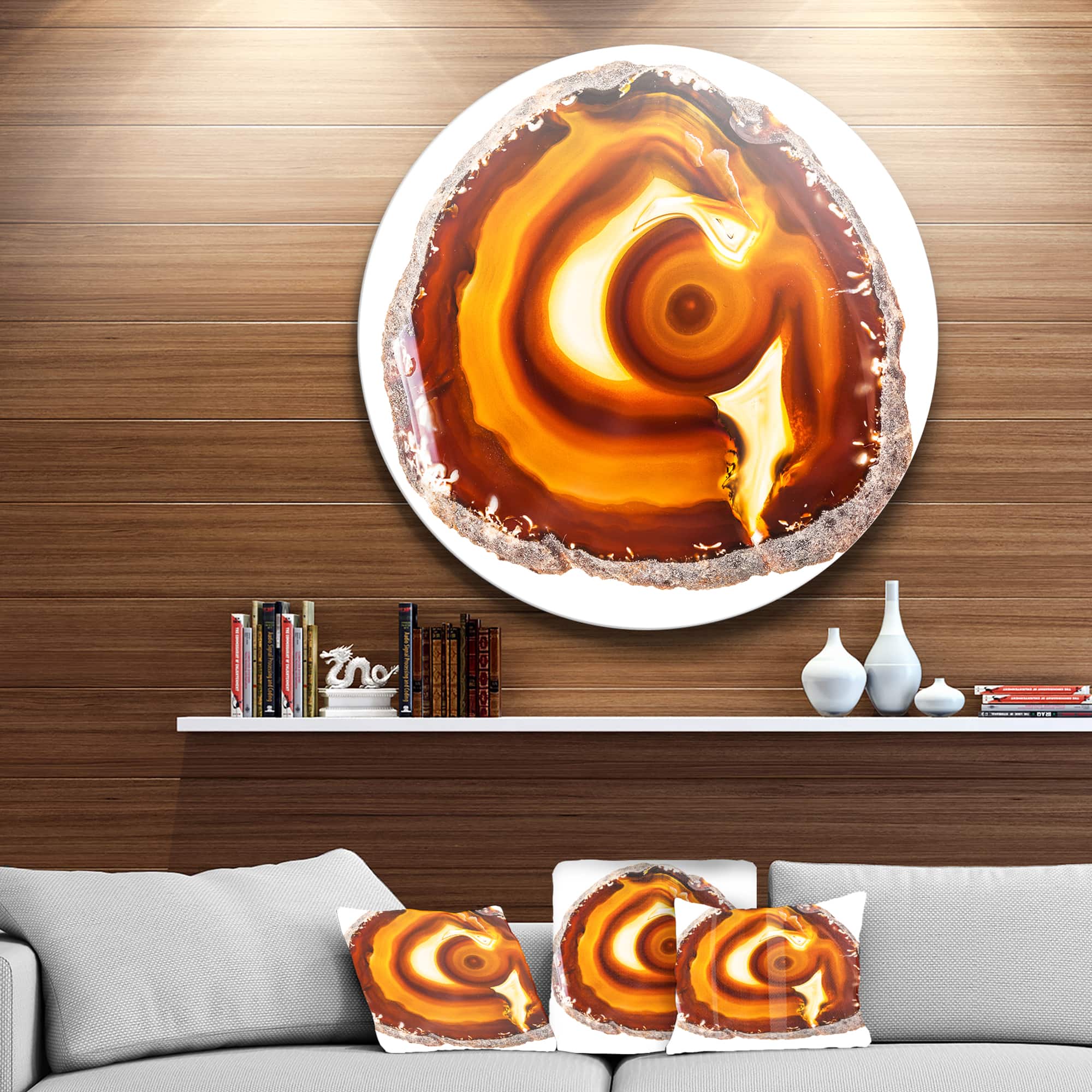 Designart - Vibrant Agate Geode Slice&#x27; Large Abstract Metal Artwork