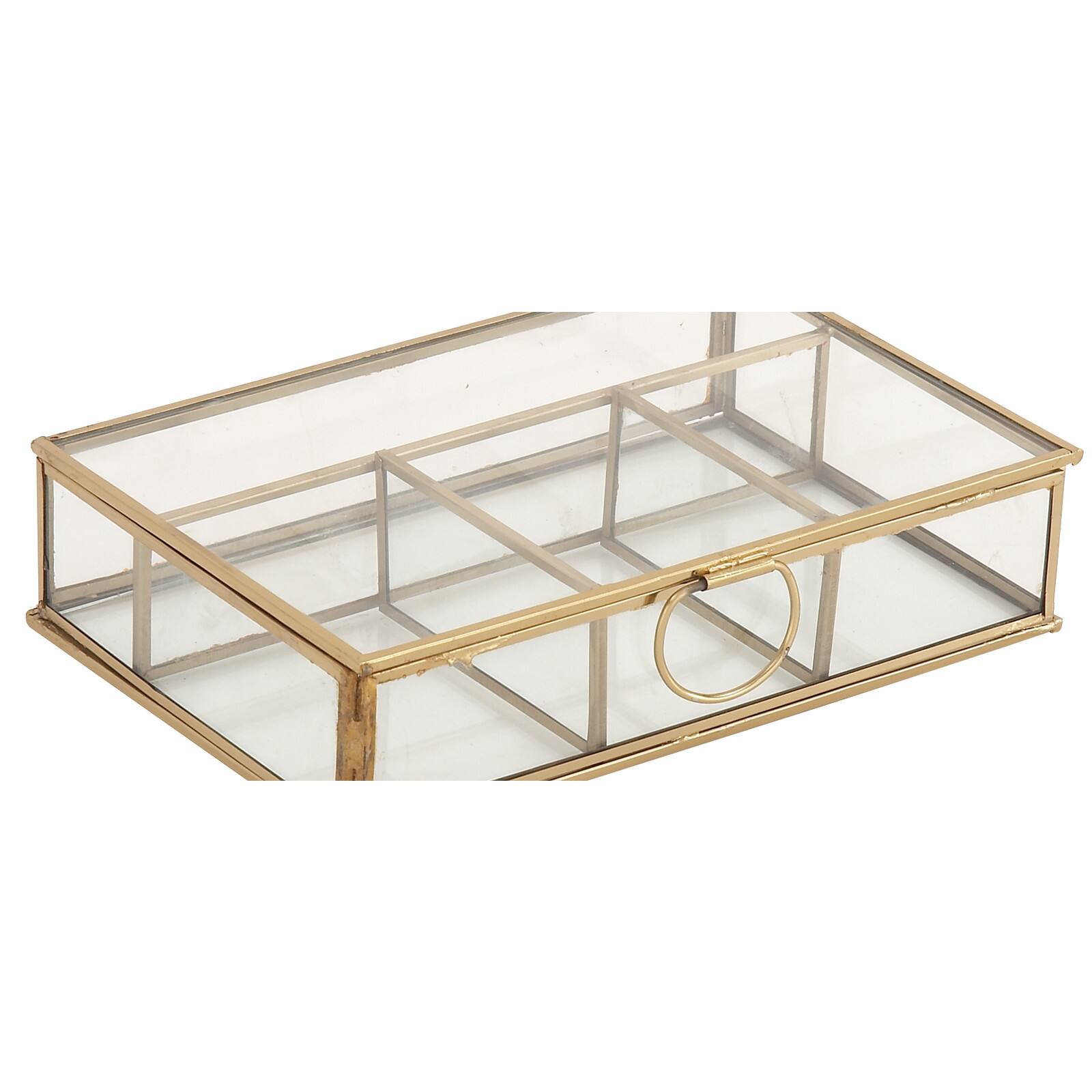 Rectangular Metal &#x26; Glass Jewelry Box