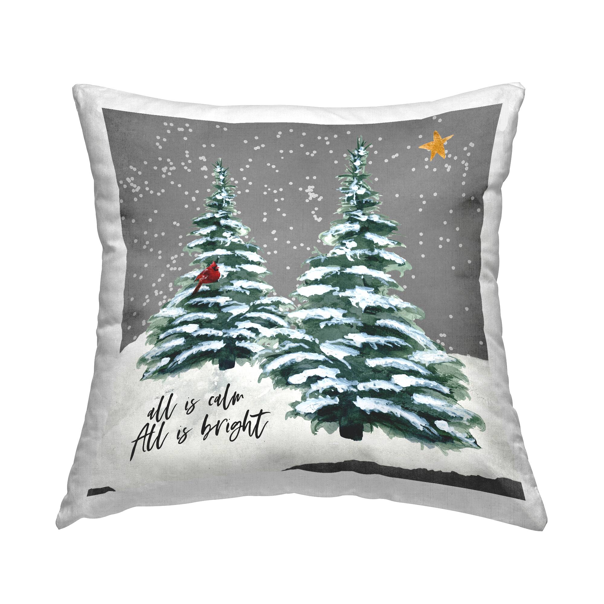 Stupell Industries All Is Calm & Bright Winter Trees Throw Pillow