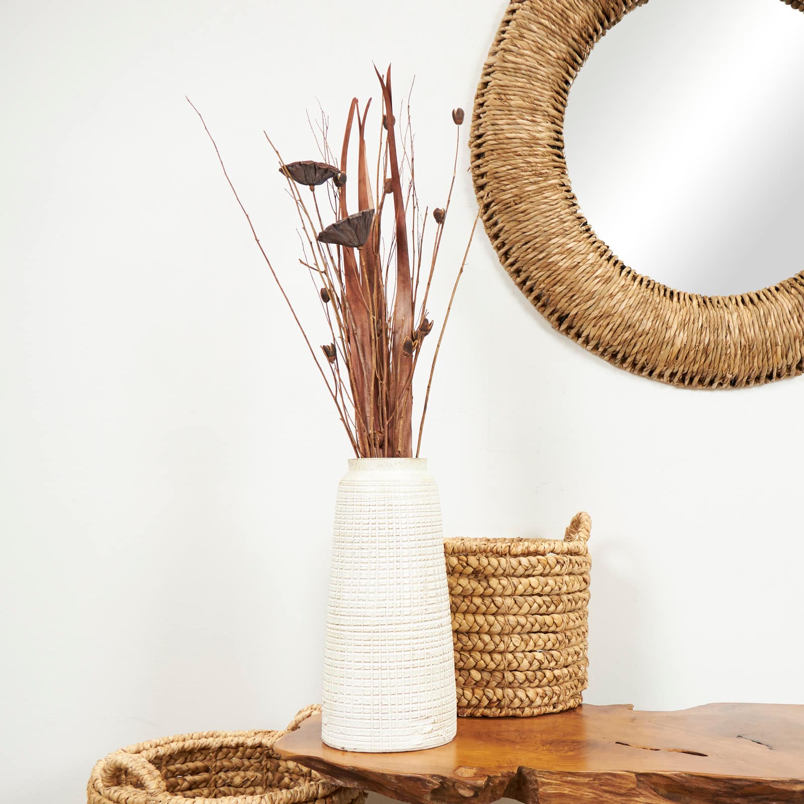 40" Brown Dried Lotus Flower Natural Foliage Bundle