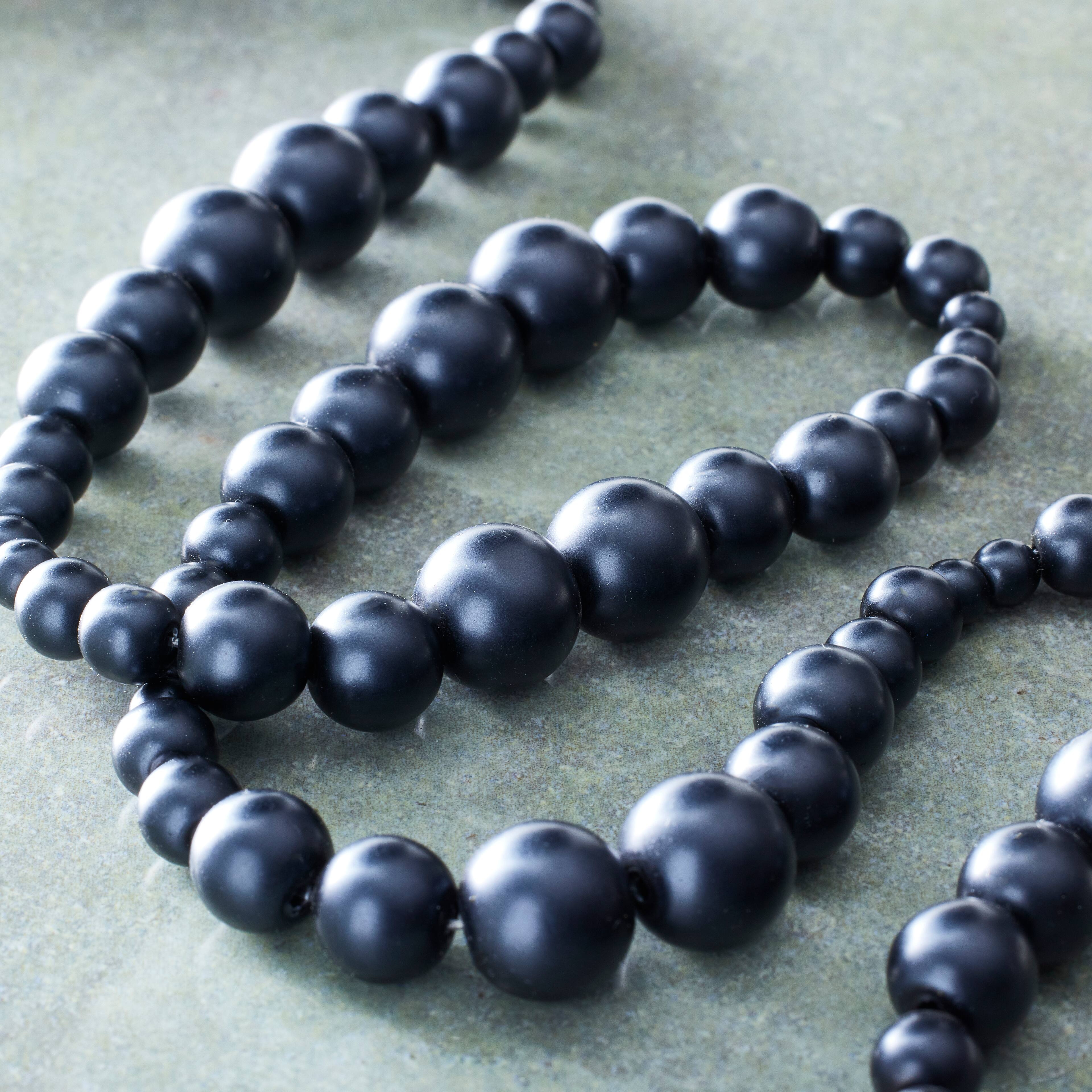 12 Pack: Black Matte Glass Pearl Round Beads by Bead Landing™