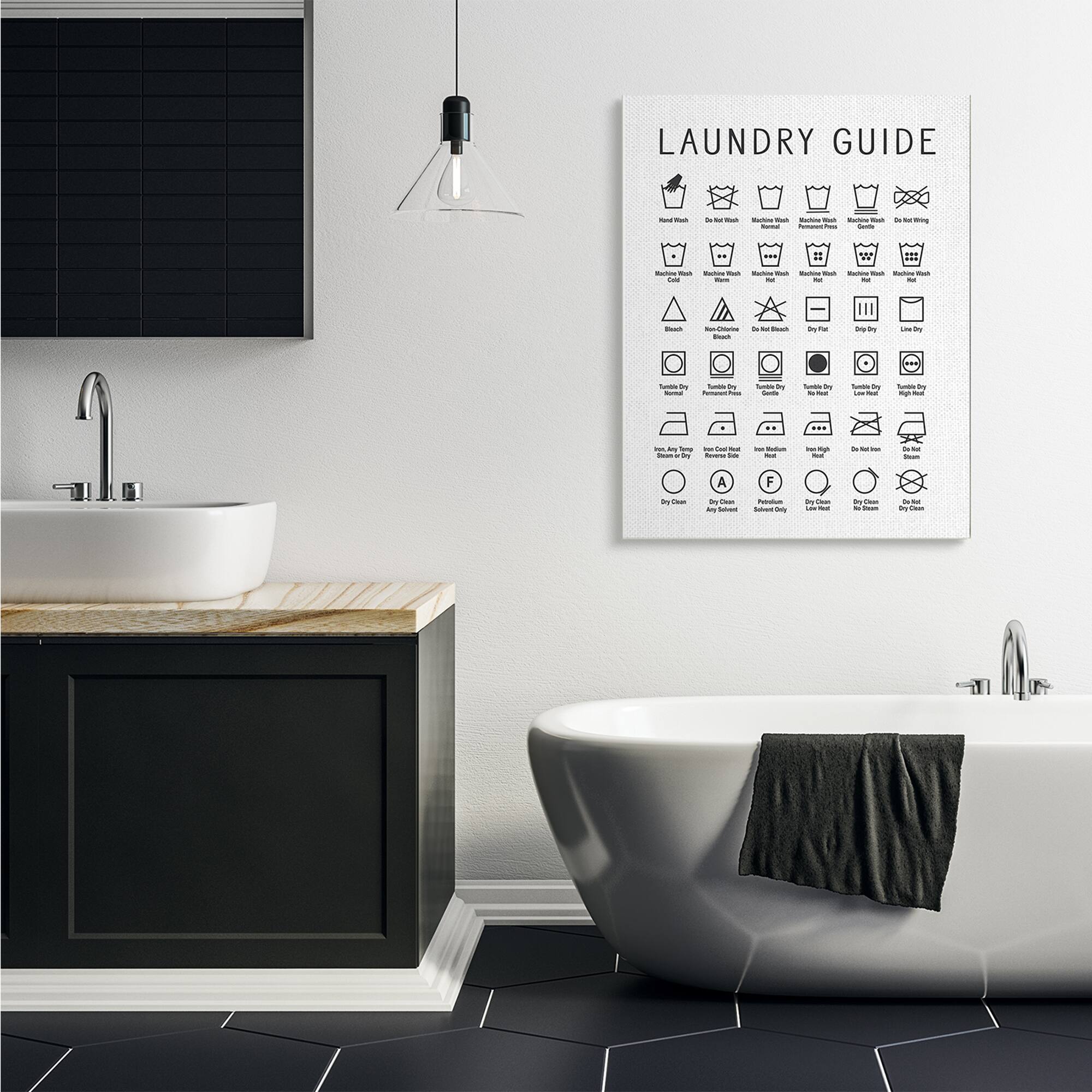 Stupell Industries Minimal Laundry Guide Cleaning Chart Helpful Symbols Canvas Wall Art