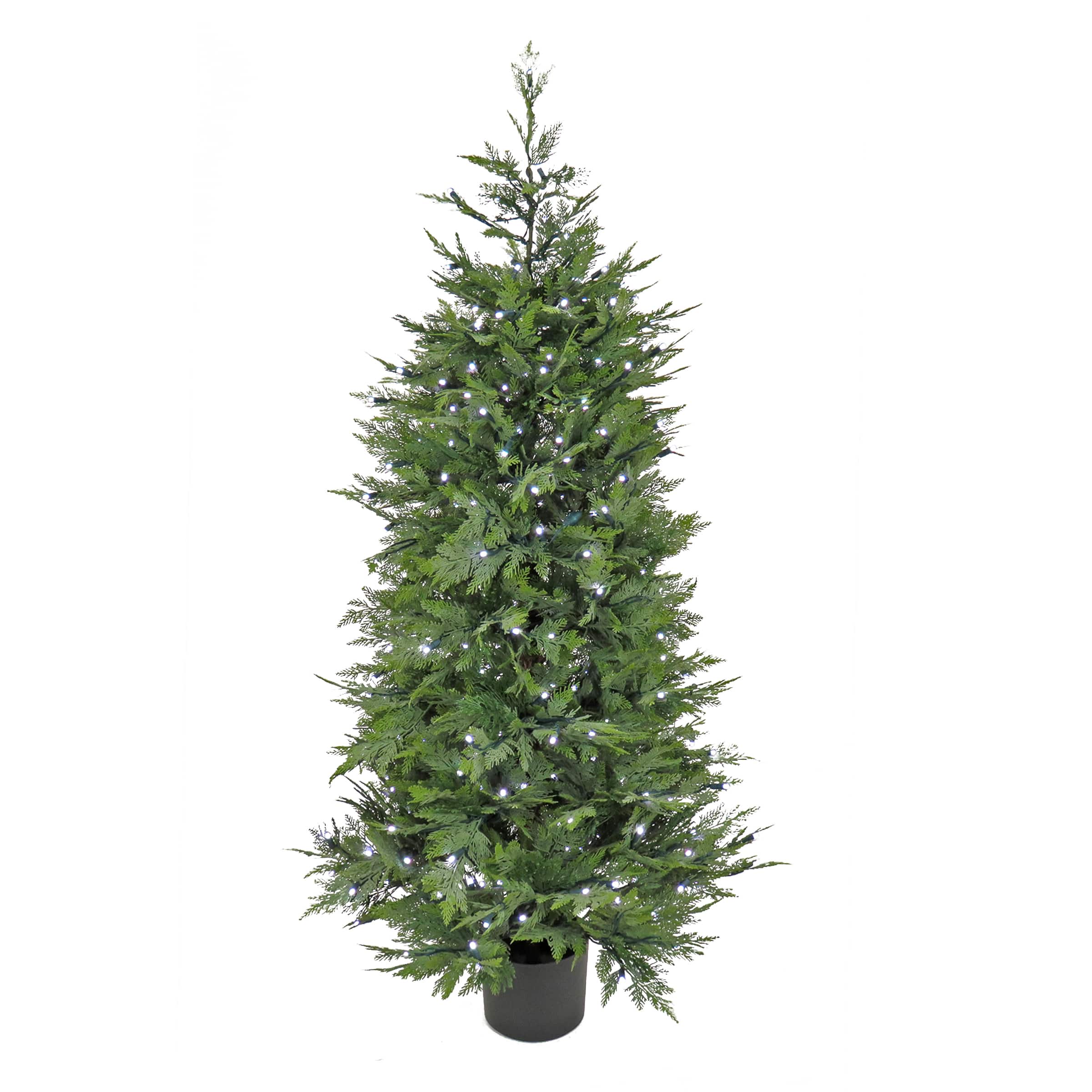 5ft. Pre-Lit Cypress Artificial Christmas Tree, Multi-Function LED Lights