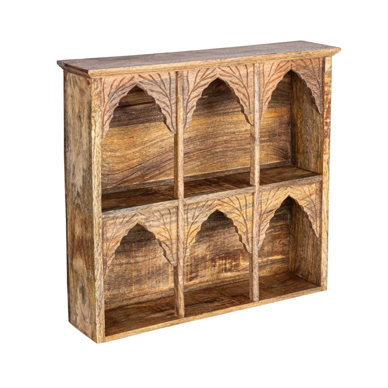 Hello Honey® 20" Carved Natural Mango Wood Shelf
