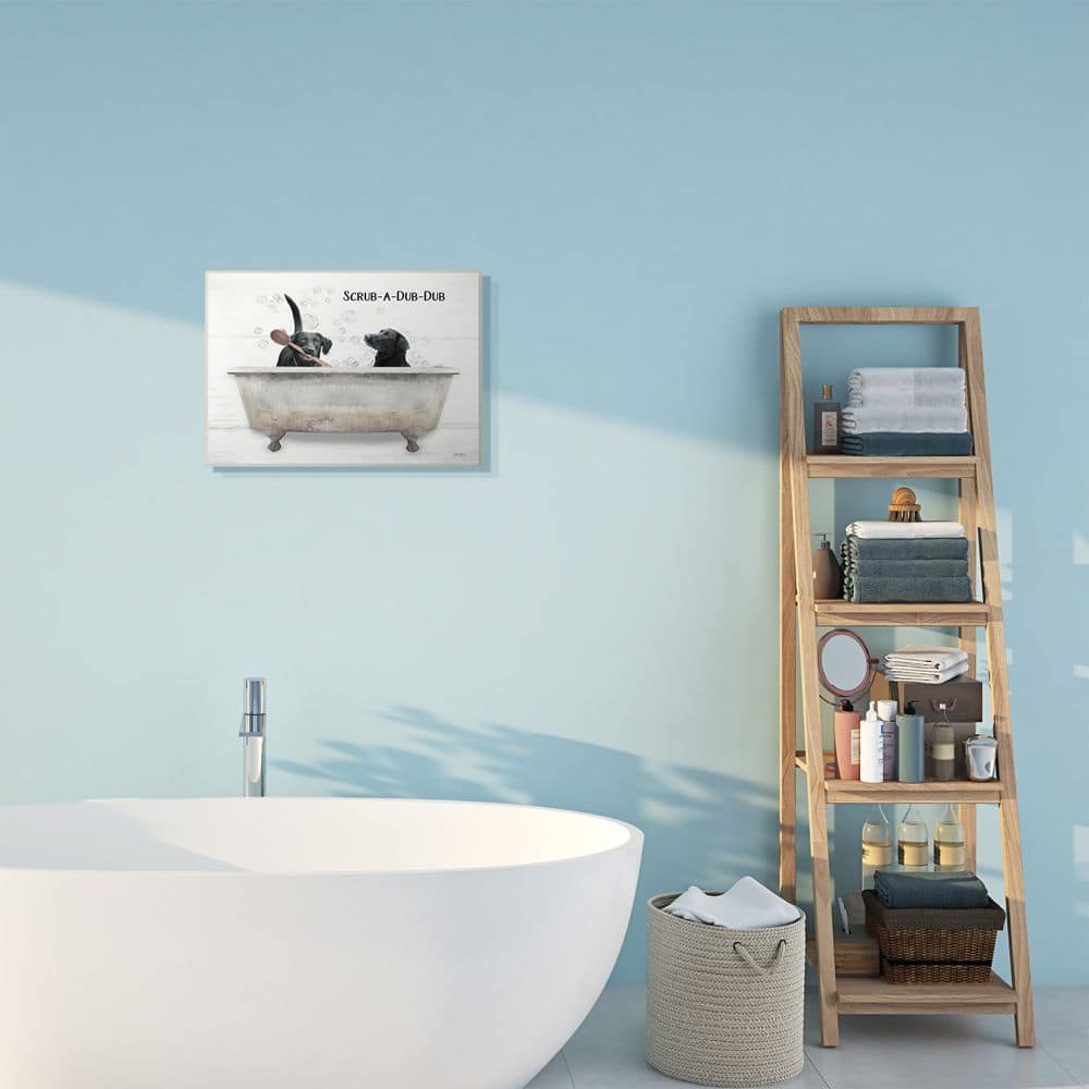 Stupell Industries Scrub a Dub Dub Quote Family Pet Dog Bath Wall Plaque