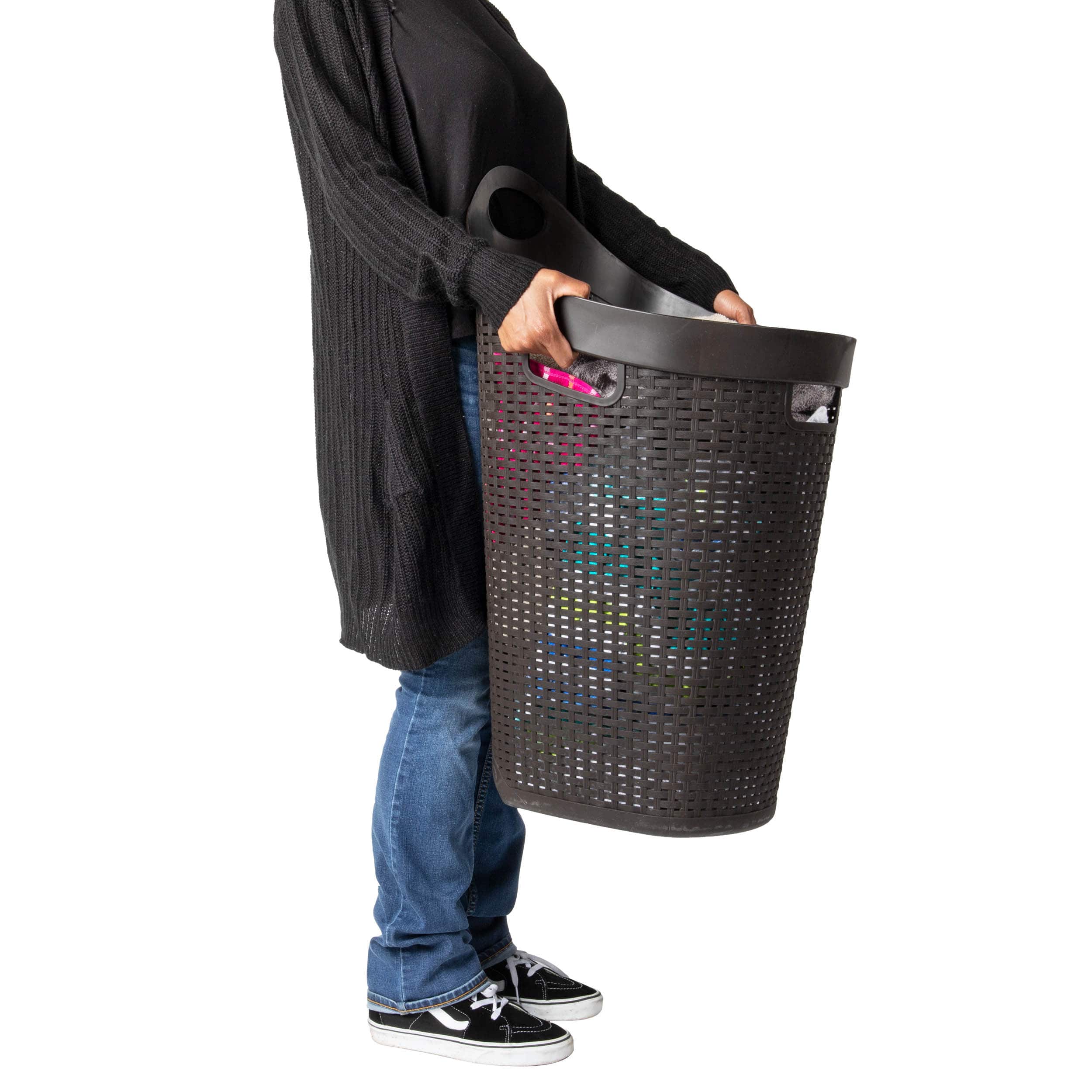 Mind Reader 60L Wheeled Hamper with Cutout Handle