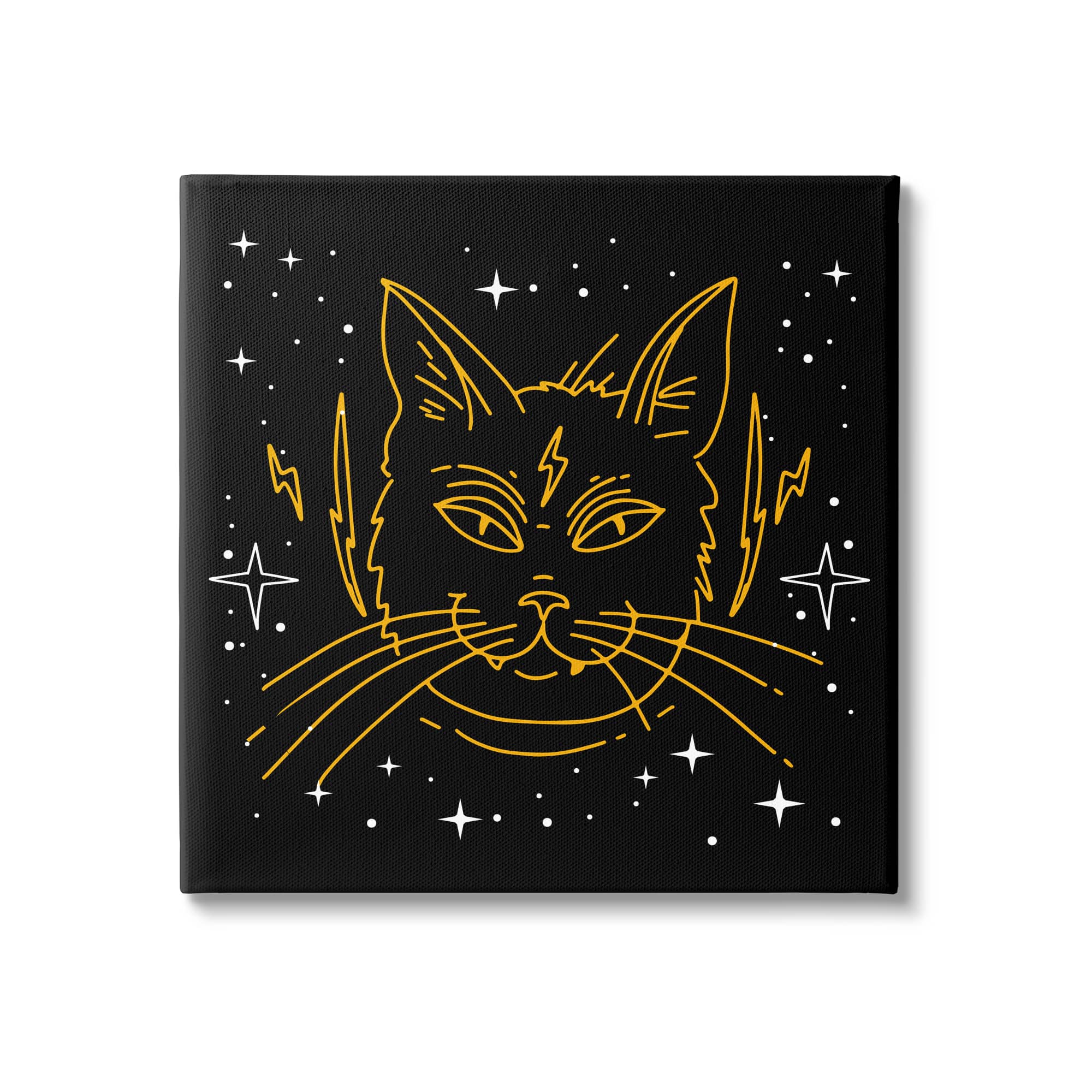 Stupell Industries Starry Cat Lightning Bolt Canvas Wall Art