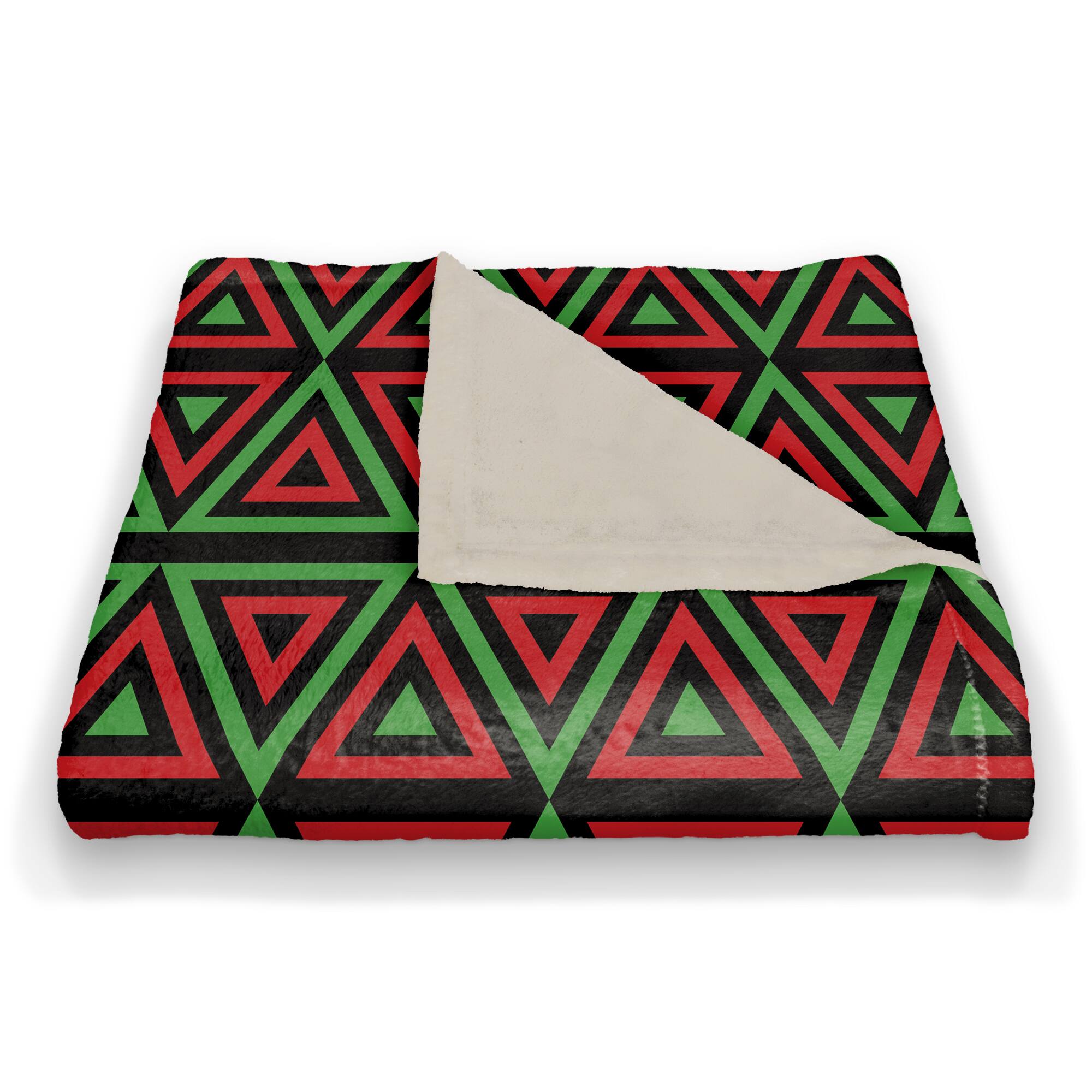 Kwanzaa Red & Green Triangles Coral Fleece Blanket
