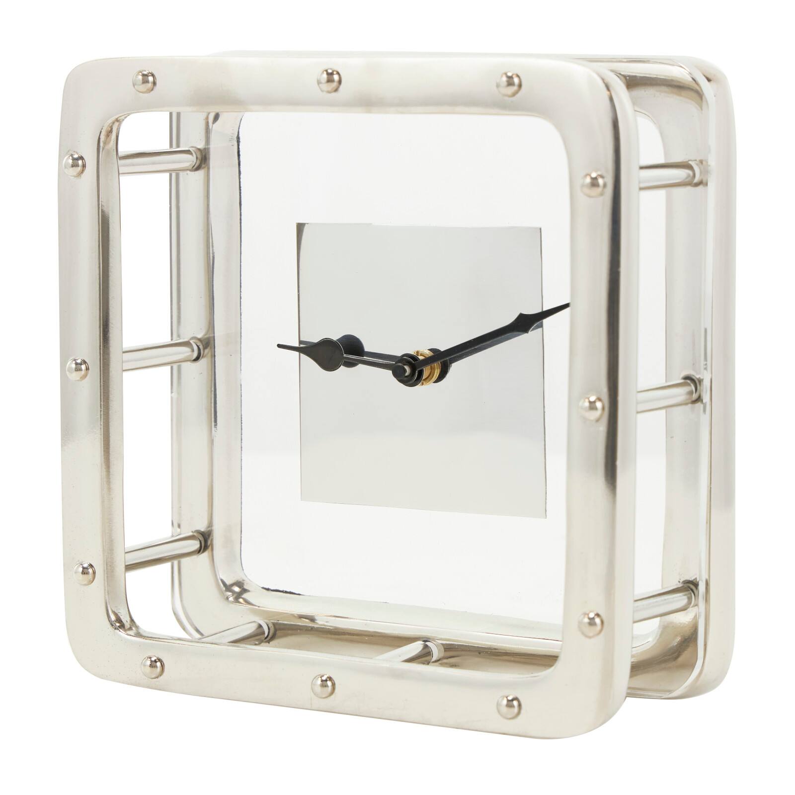 8&#x22; Silver Aluminum Geometric Dimensional Open Frame Clock