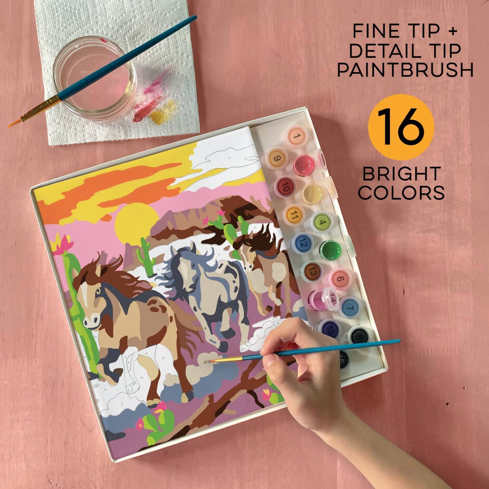 Bright Stripes iHeartArt Wild Horses Paint by Numbers Activity Kit