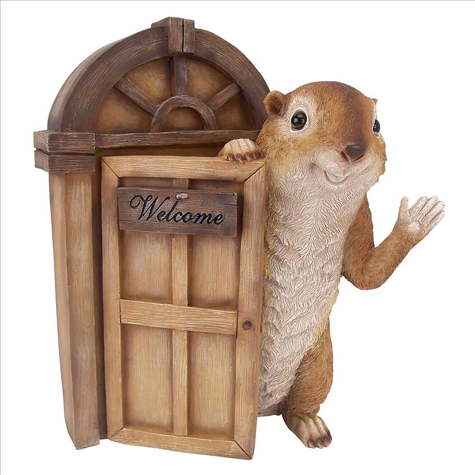 Design Toscano 11" Welcome Squirrel Tree House Door Sculpture
