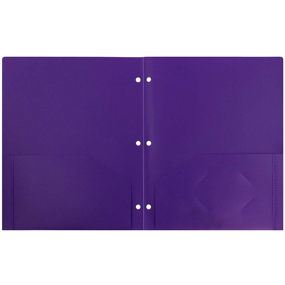 JAM Paper 3-Hole Heavy Duty Plastic Pocket Folder, 6ct.
