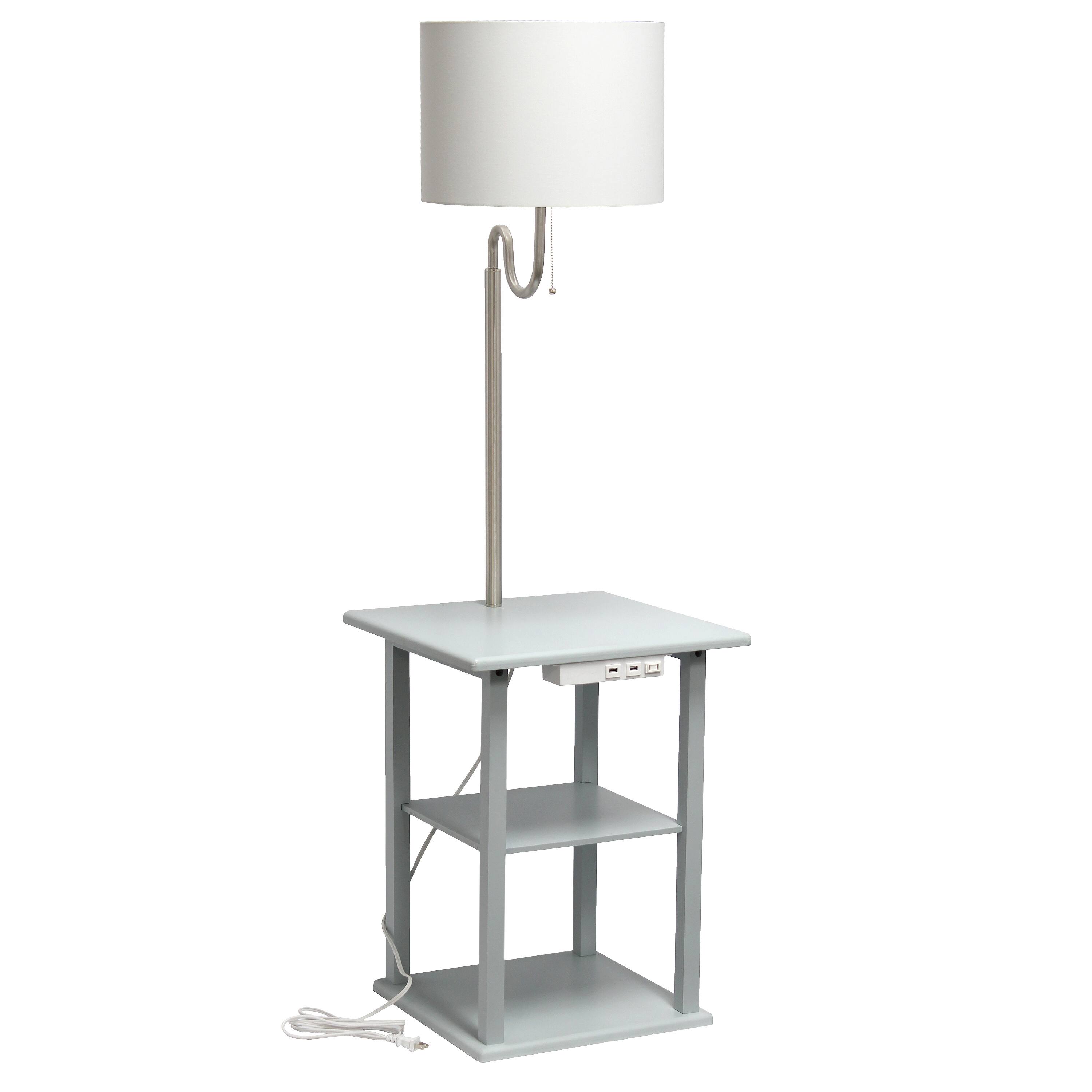 Simple Designs 57&#x22; 2 Tier Floor Lamp with USB &#x26; Outlet