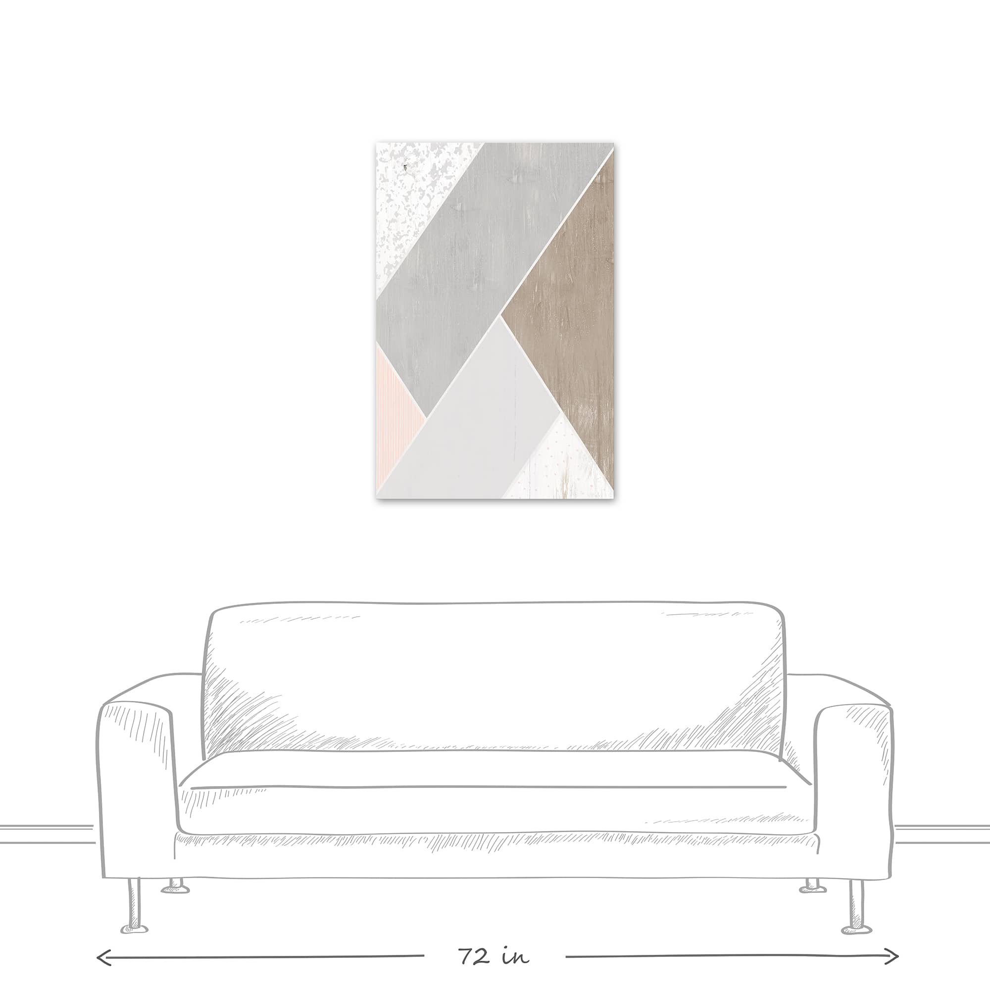 Grey And Blush Geo Abstract 24" x 36" Canvas Wall Art