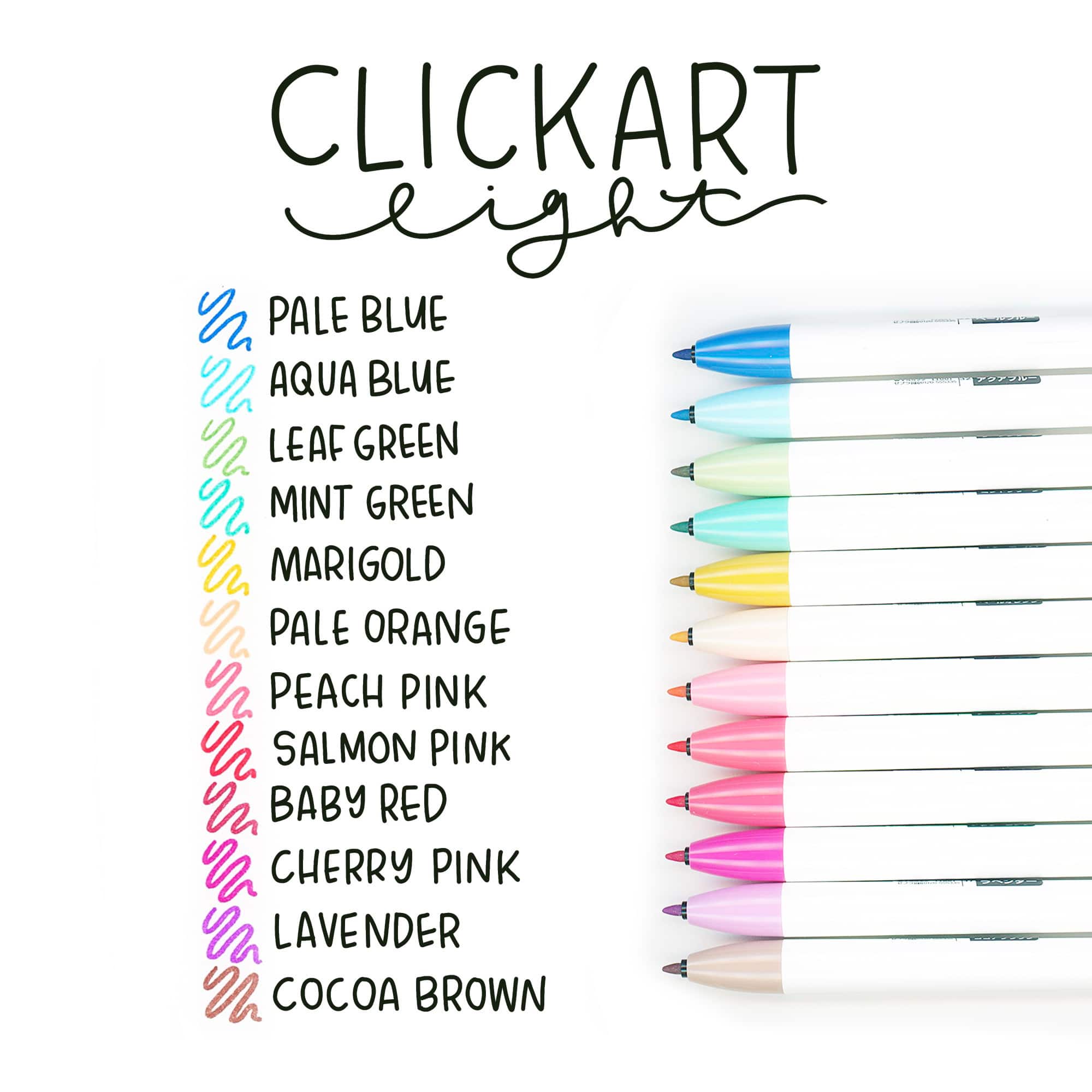 Zebra ClickArt Light Colors Retractable Marker Pen Set