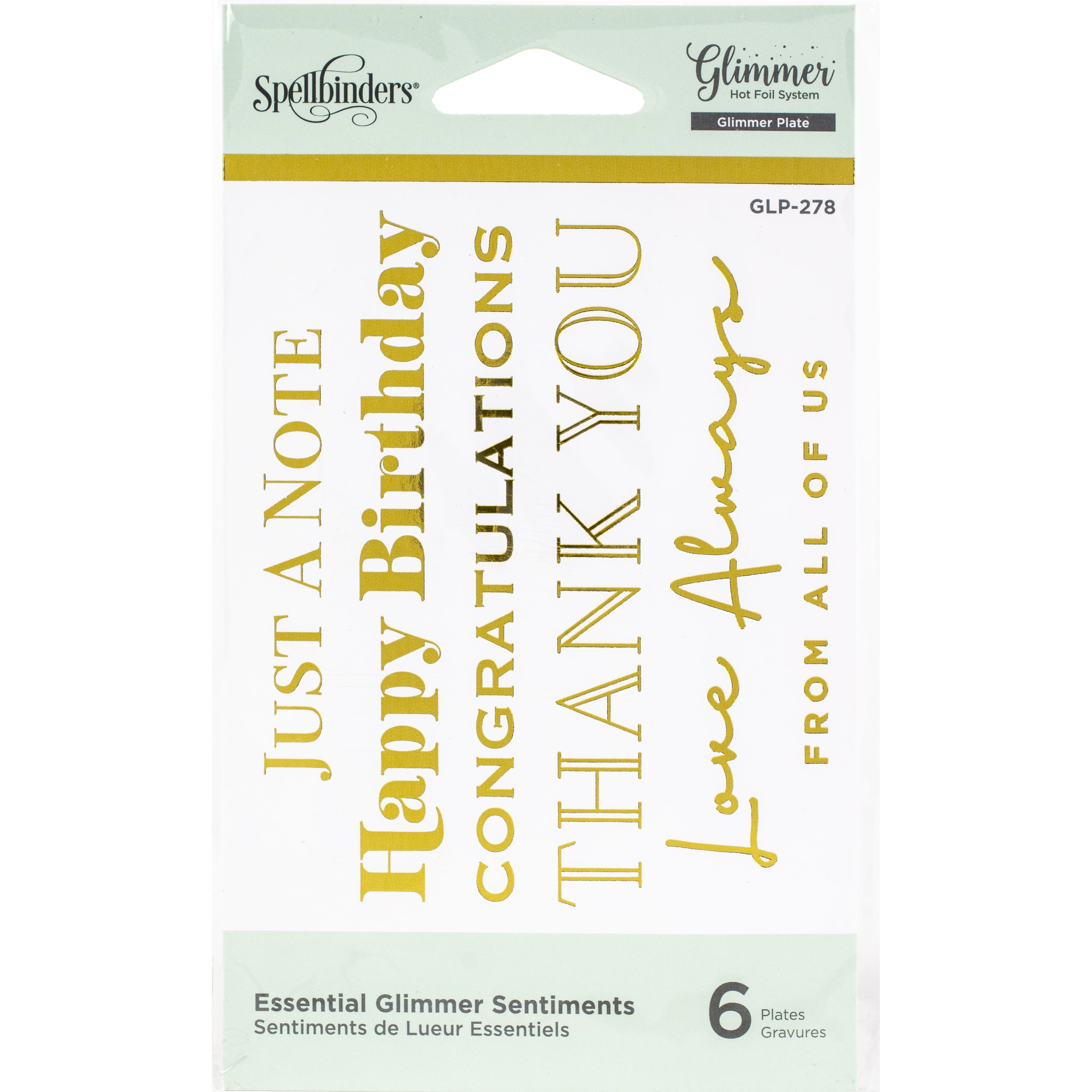 Spellbinders&#xAE; Essential Sentiments Glimmer Hot Foil Plate