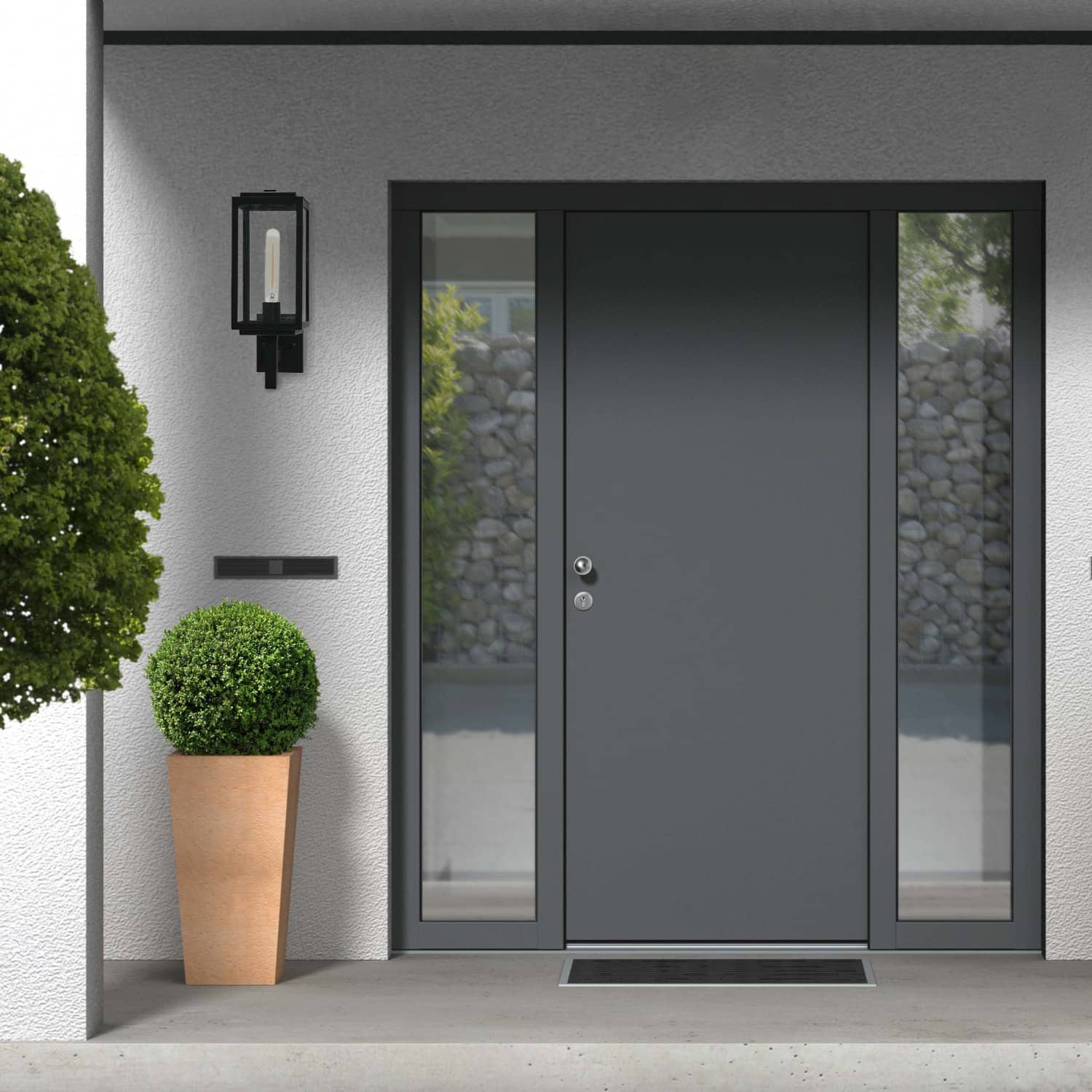 Hello Honey® Robert Stevenson Lighting Addison 17" Textured Black Metal & Glass Outdoor Light