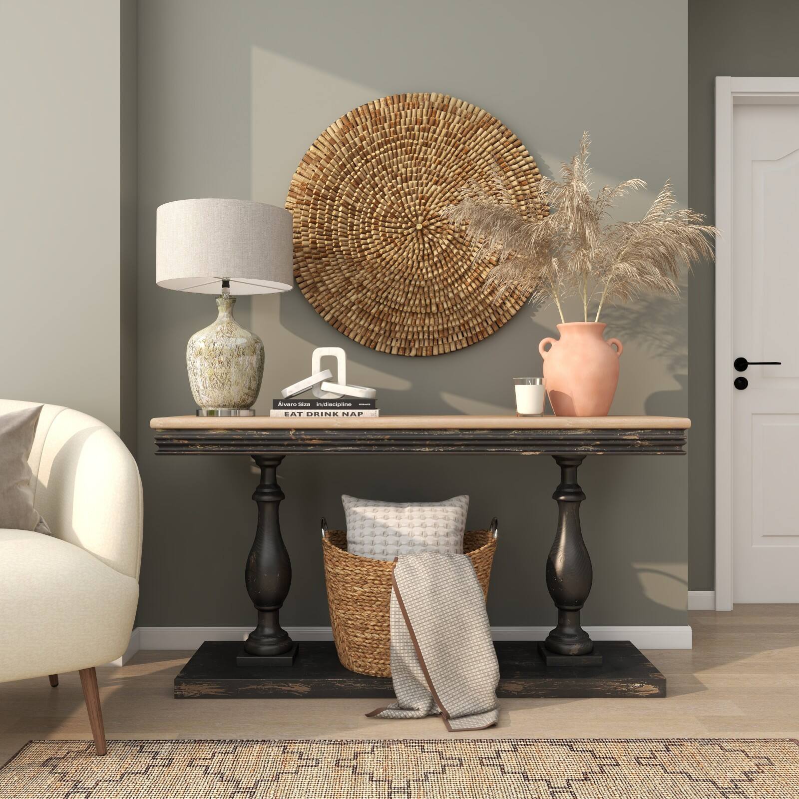 11" Orange Ceramic Terra Cotta Jug Vase with Handles