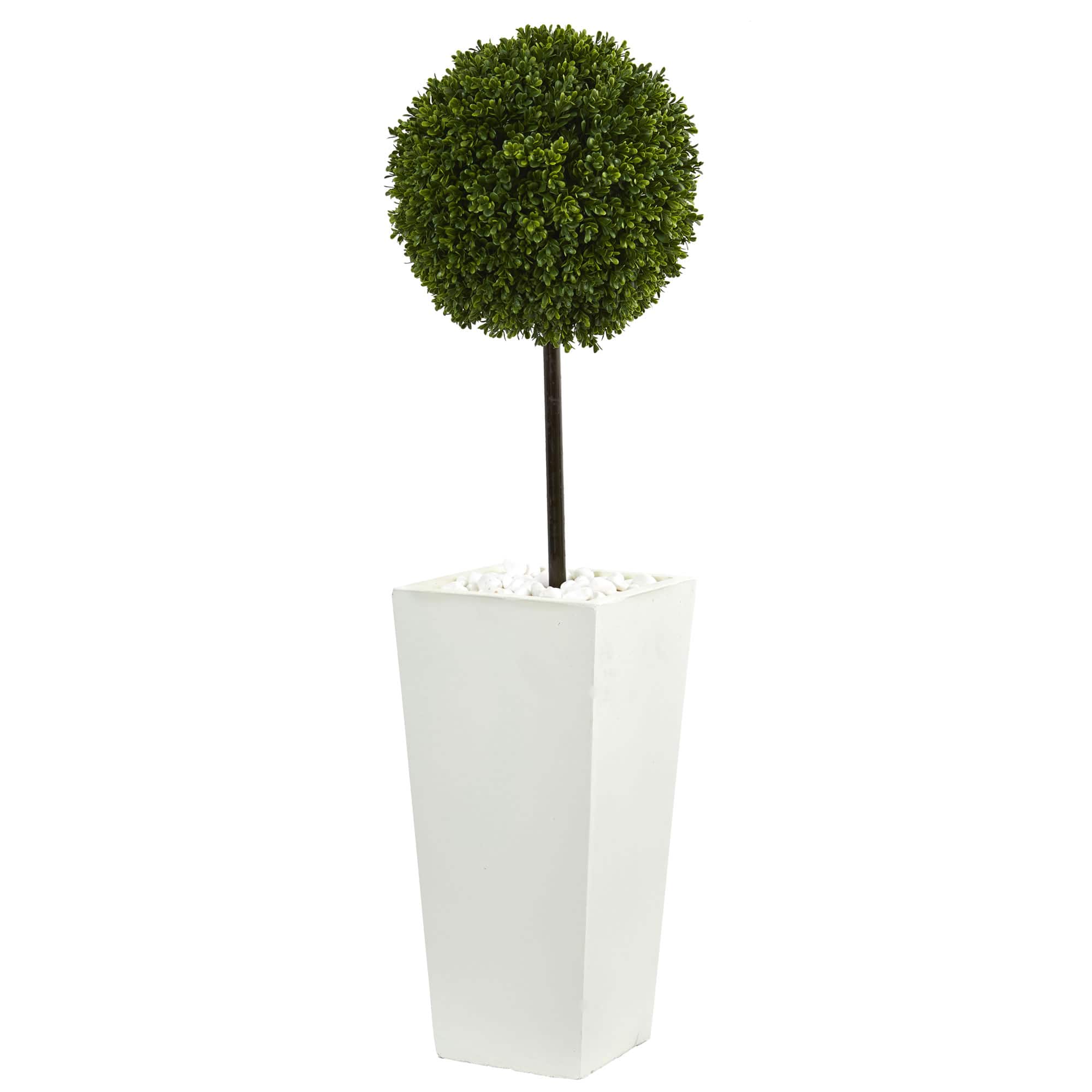 3.5ft. Boxwood Ball Topiary Tree in White Tower Planter