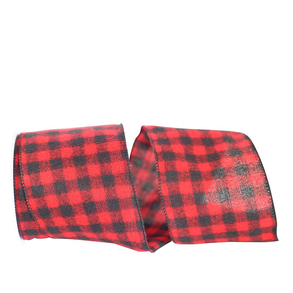 Reliant 4&#x22; x 10yd. Red Buffalo Plaid Wired Ribbon