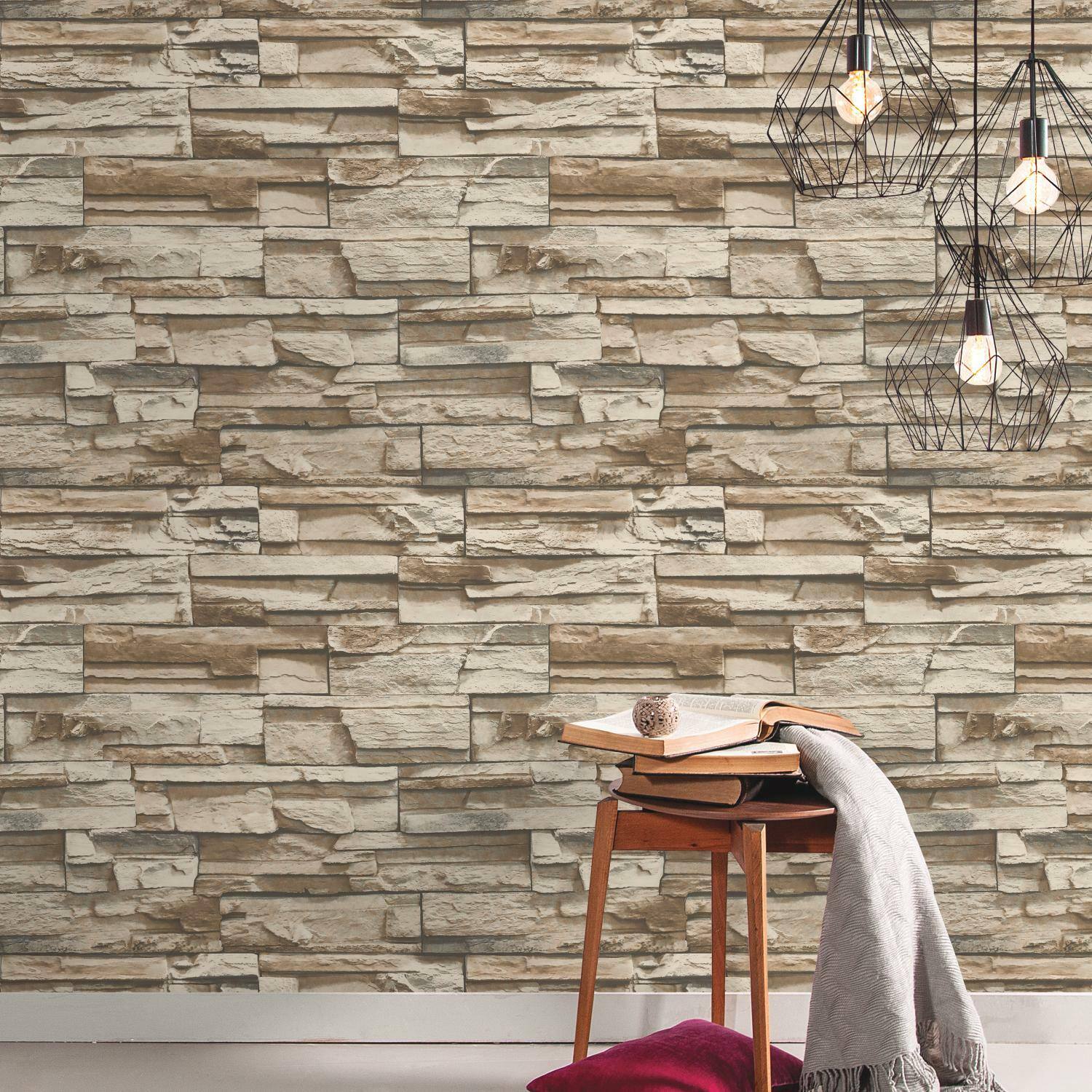RoomMates Stacked Stone Peel &#x26; Stick Wallpaper