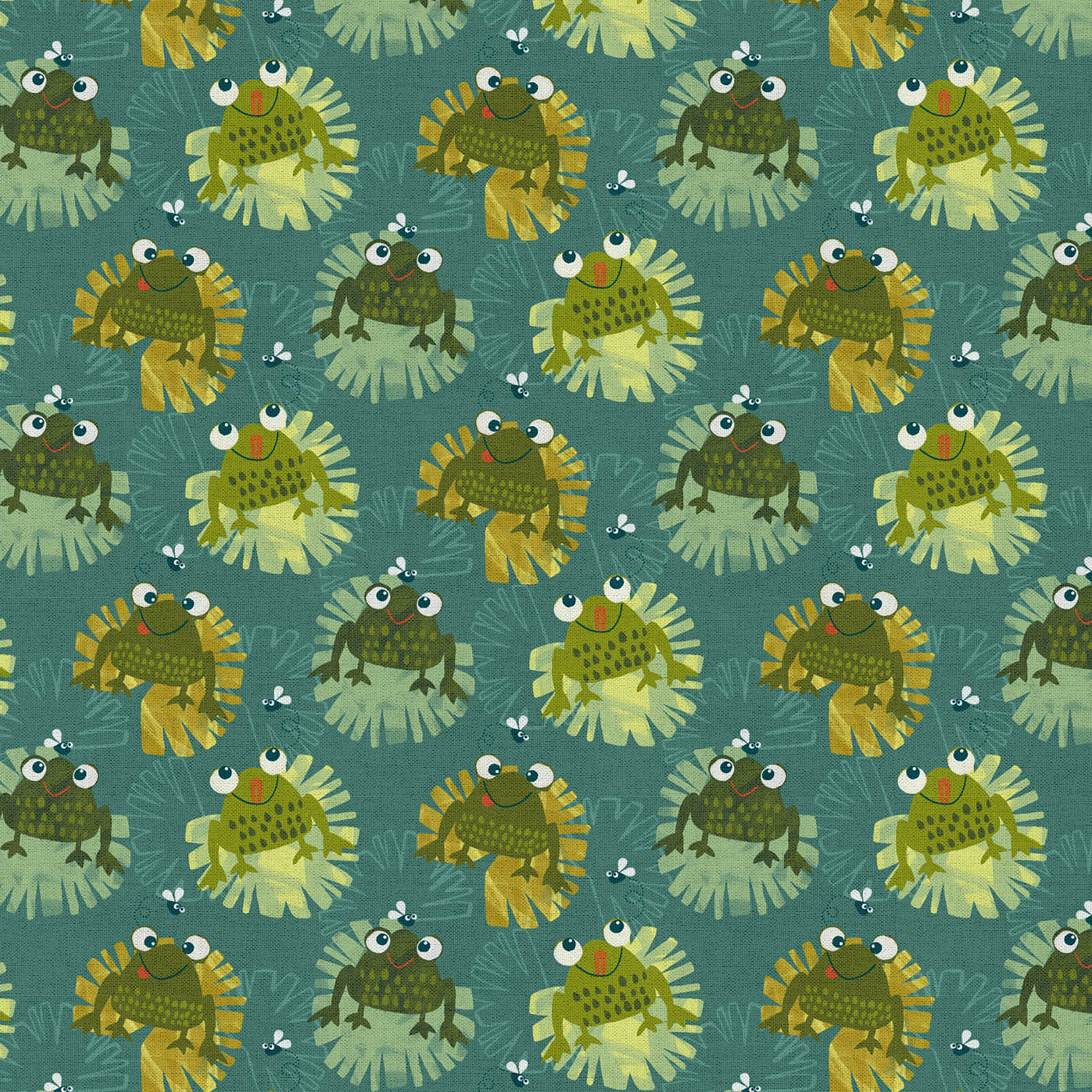 Fabric Editions Lily Pad Frogs Cotton Fabric