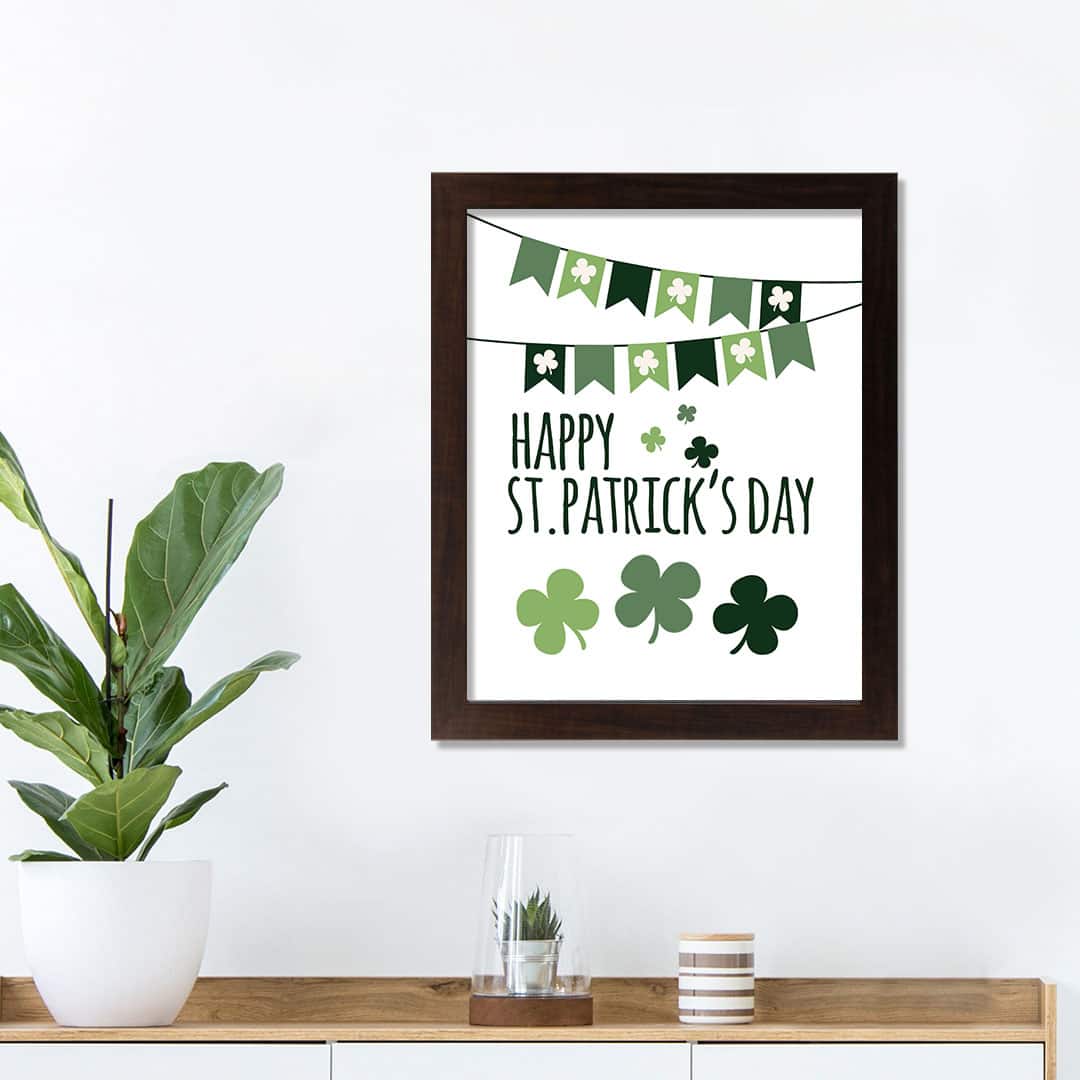 Happy St Pats Banner 11&#x22; x 14&#x22; Black Framed Print Under Plexiglass