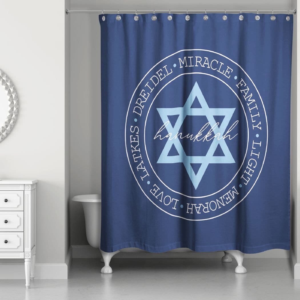 Hanukkah Words in a Circle Shower Curtain