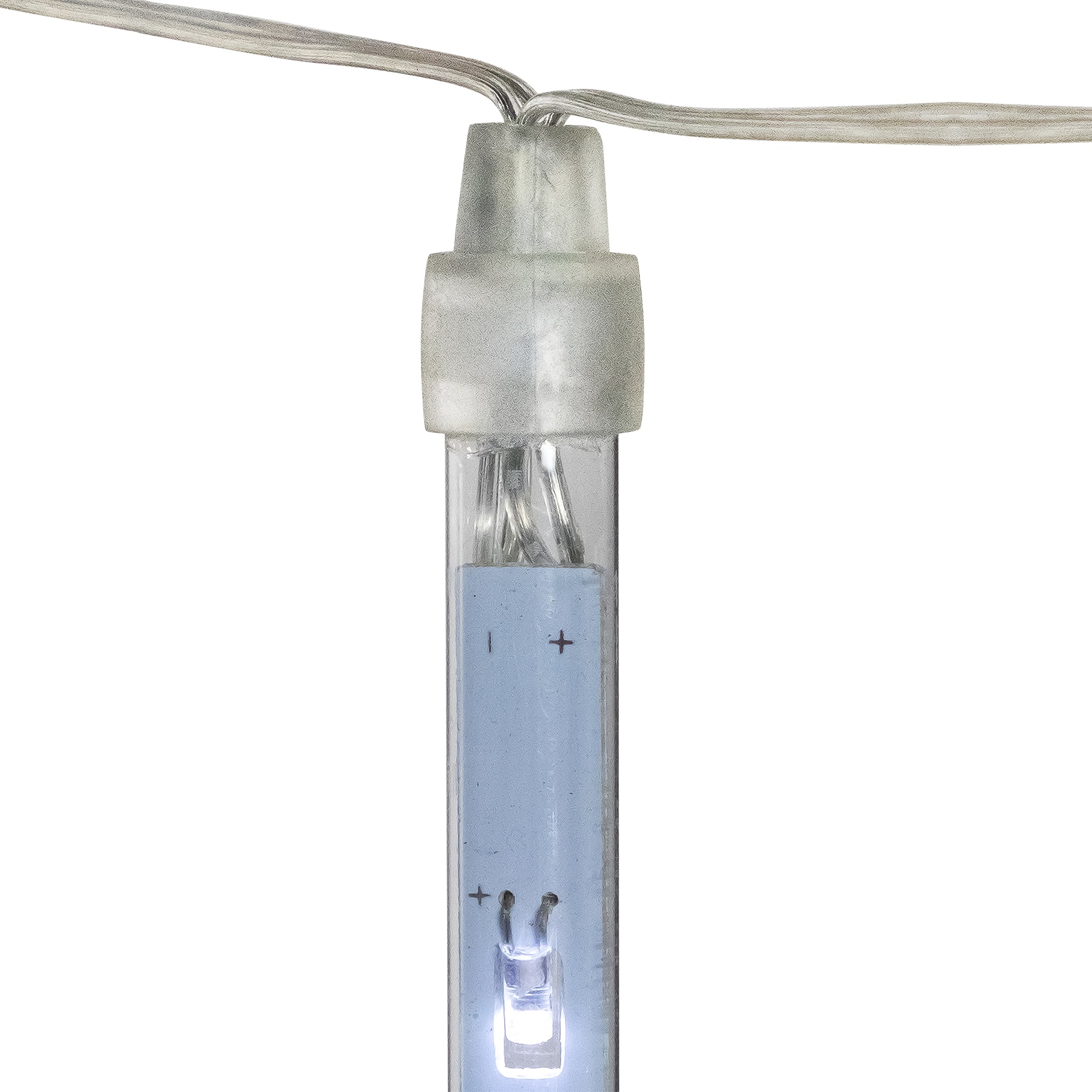 Set of 10 Transparent Dripping Icicle Snowfall Christmas Light Tubes - 14 ft Clear Wire