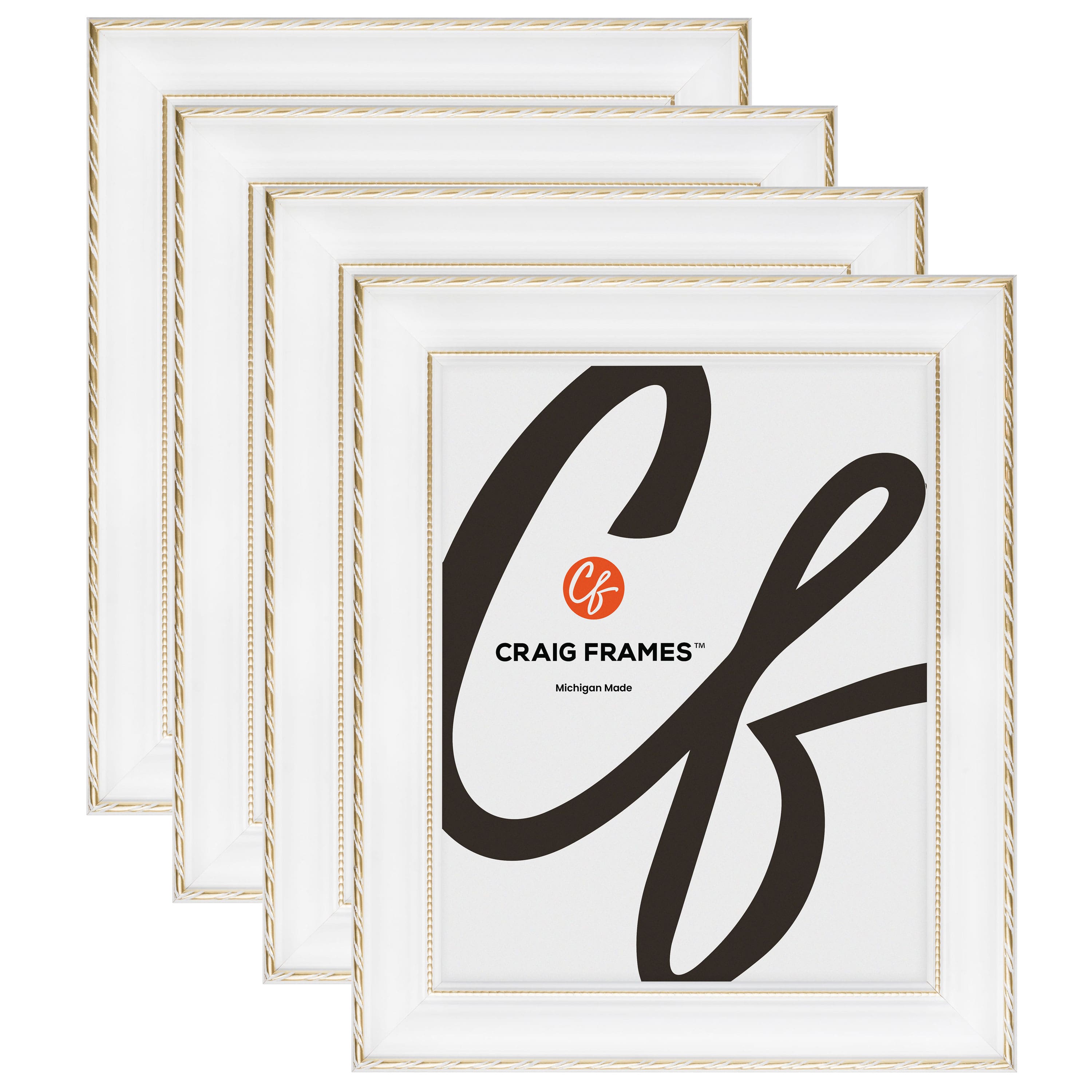 4 Pack Craig Frames Victoria White &#x26; Gold Picture Frame