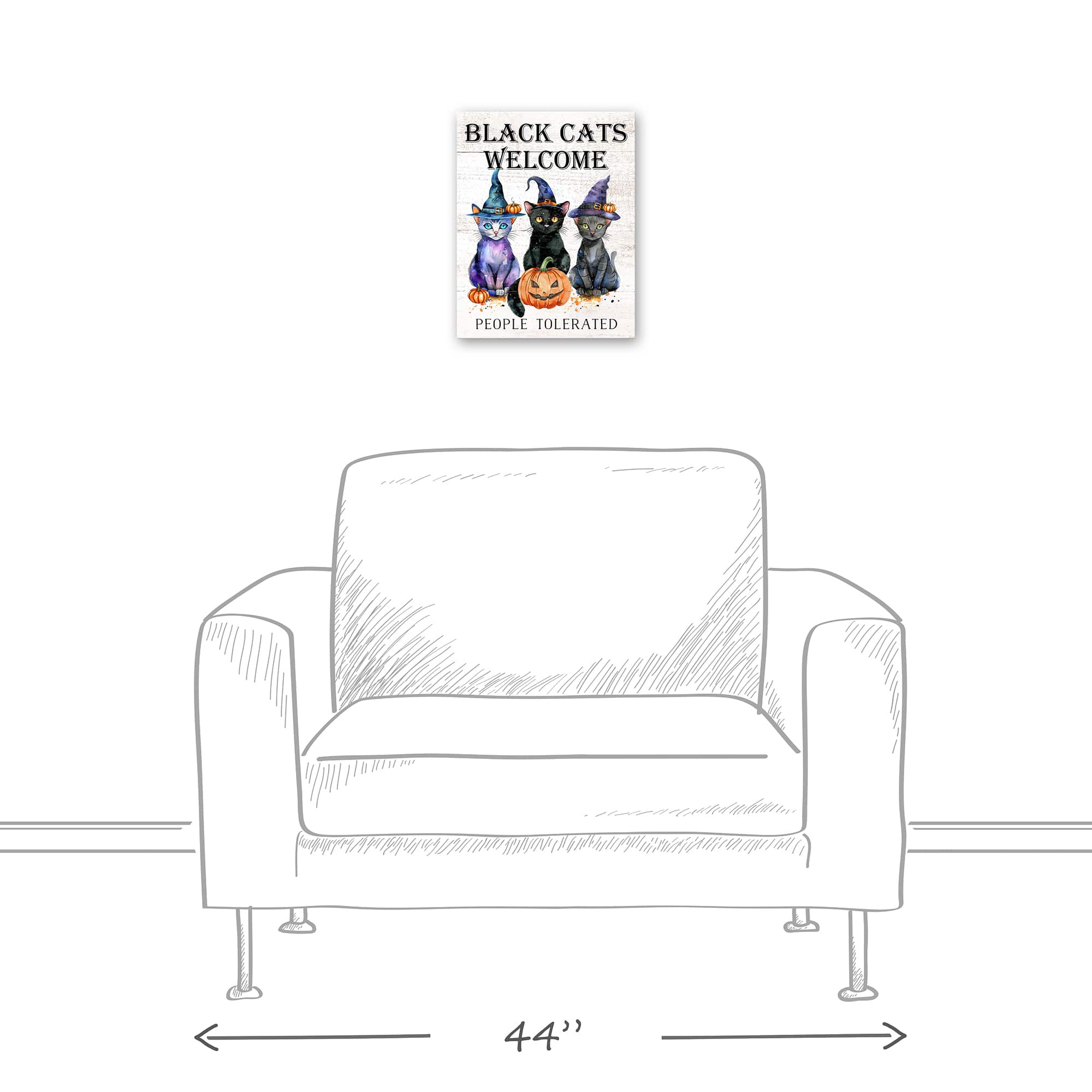 Black Cats Welcome 16" x 20" Canvas Wall Art