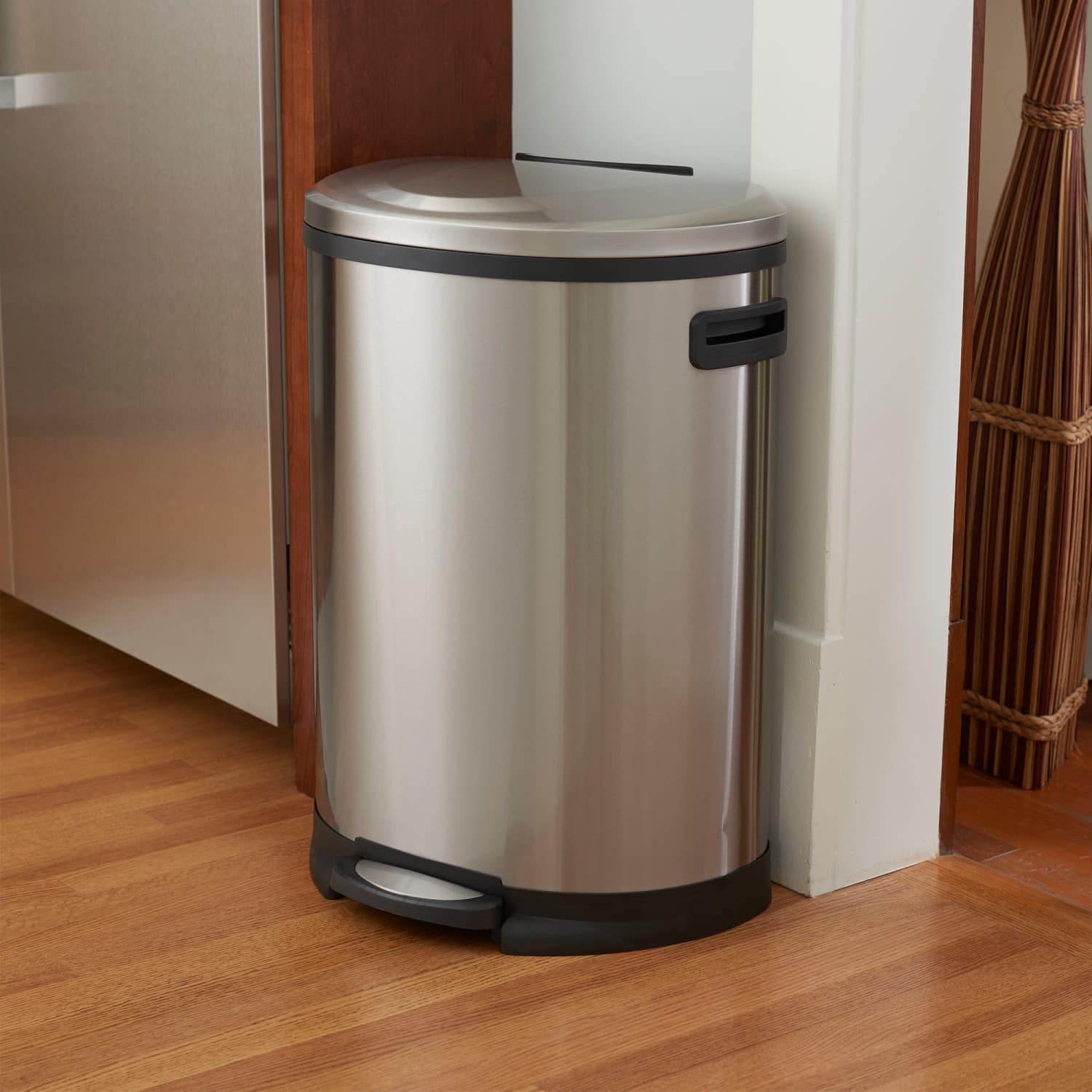 Household Essentials 13 gal. Stainless Steel Oval Trash Can with Step