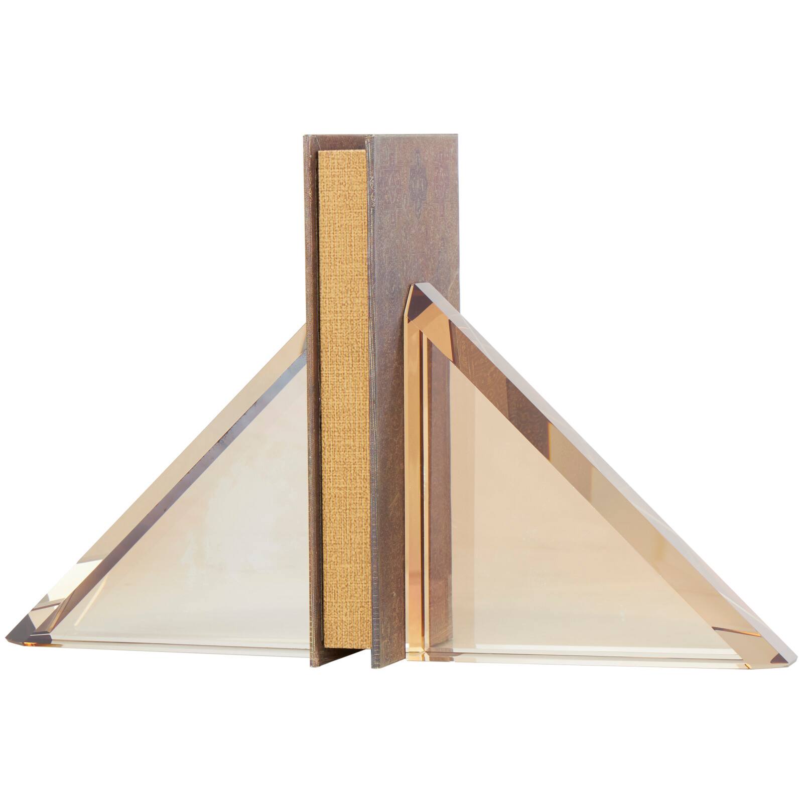 6" Gold Crystal Geometric Pyramid Shaped Bookends Set