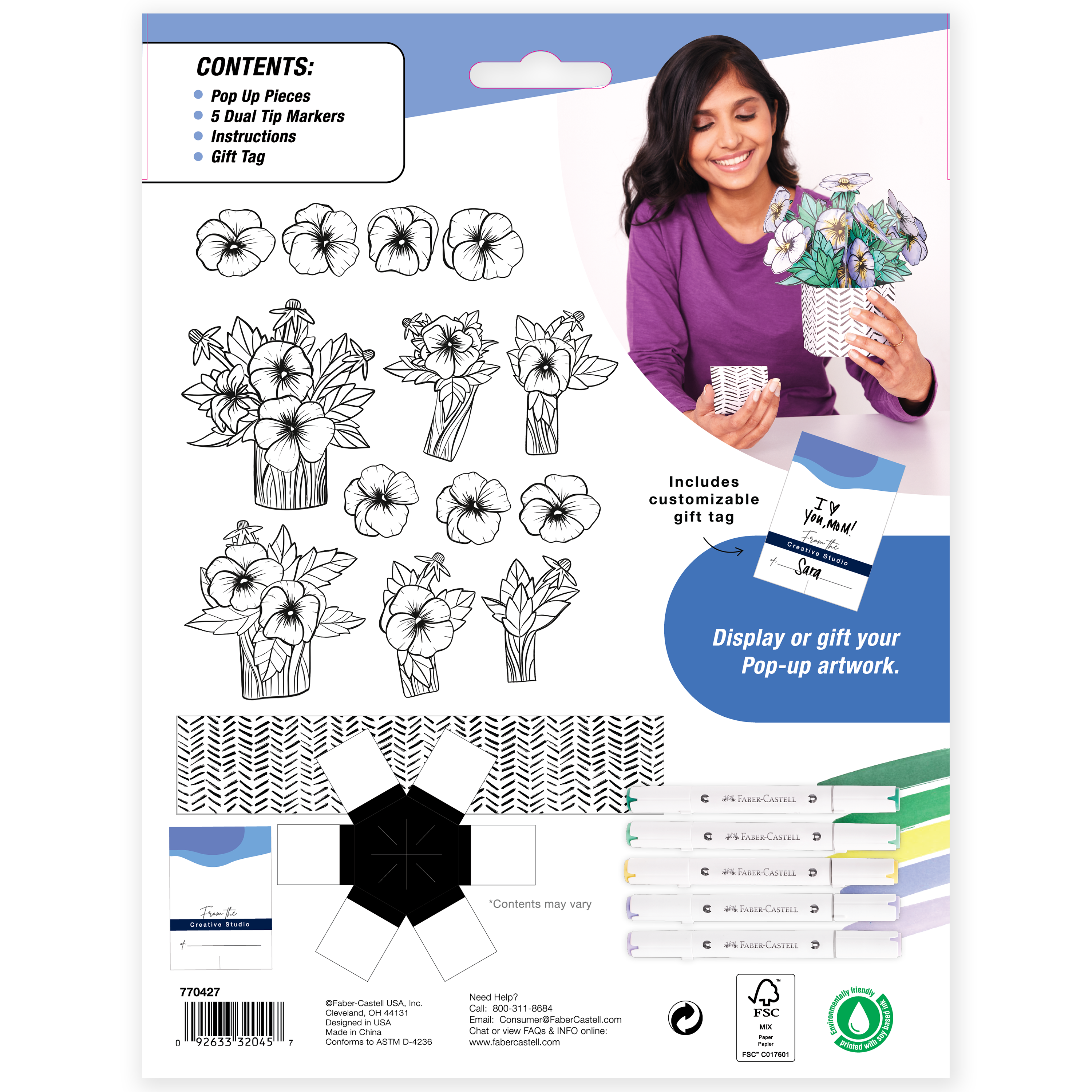 Faber-Castell&#xAE; Pop Up Coloring Pansy Bouquet Kit
