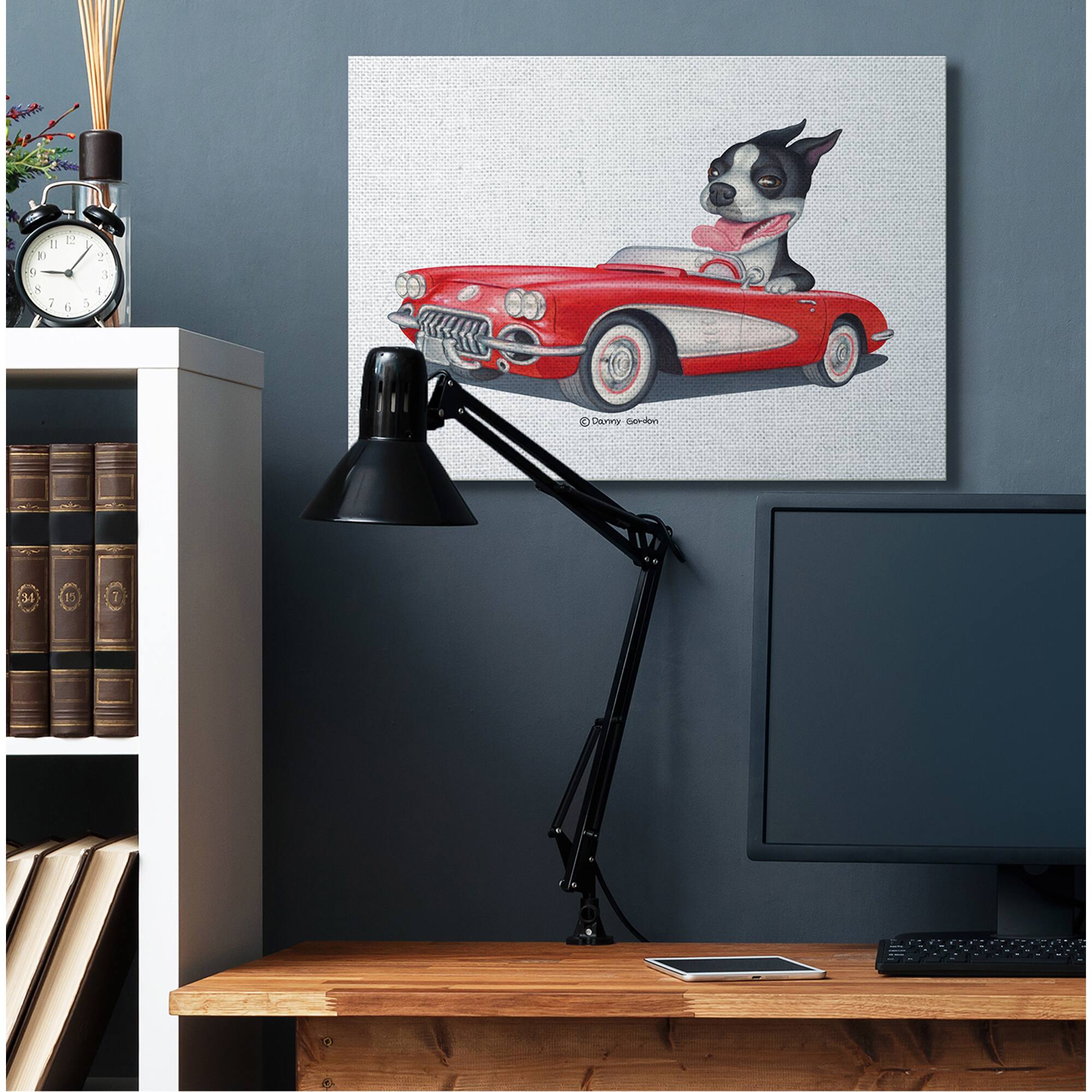 Stupell Industries Dog Driving Vintage Red Convertible Canvas Wall Art