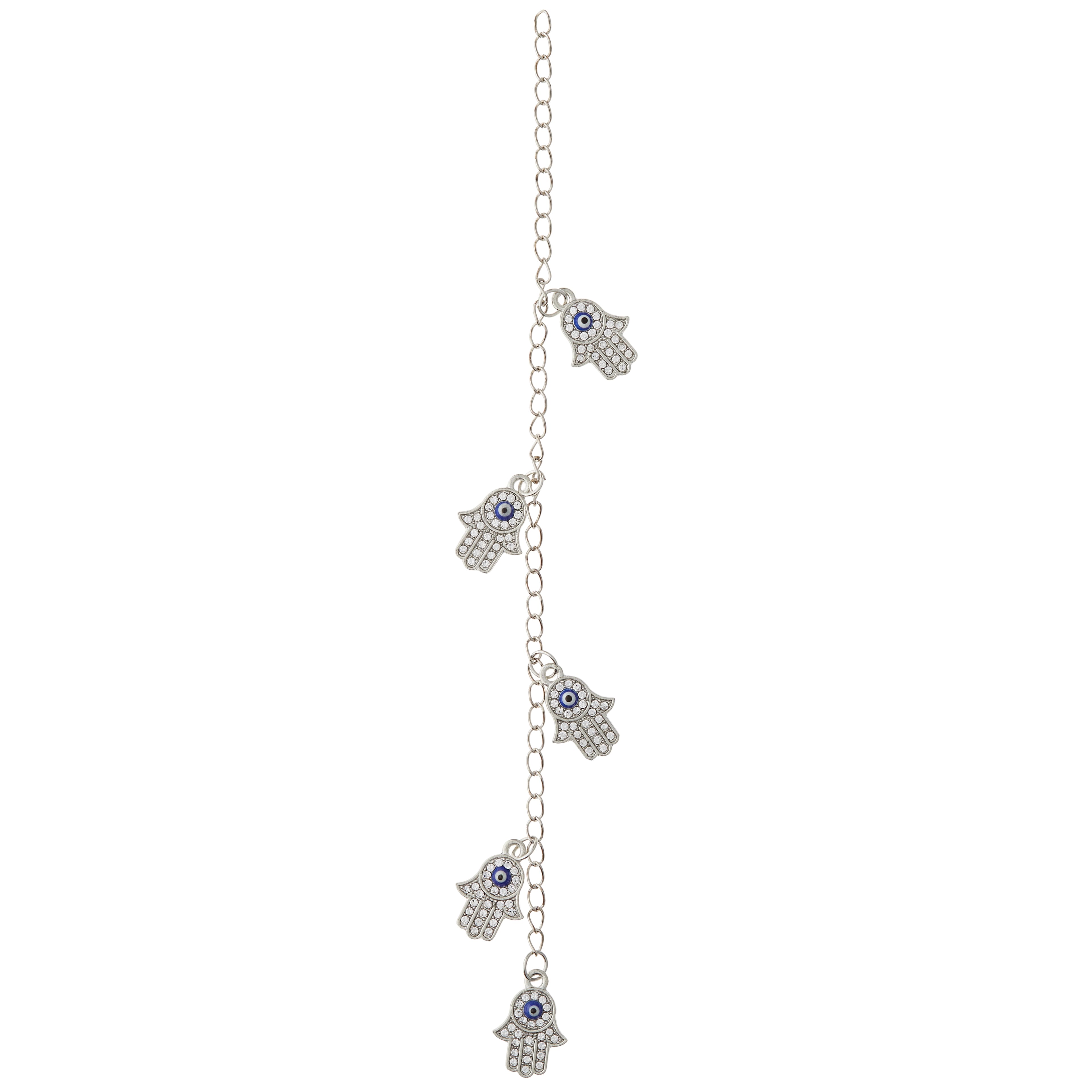 Silver Rhinestone Hamsa Metal Hand Beads, 21mm by Bead Landing&#x2122;