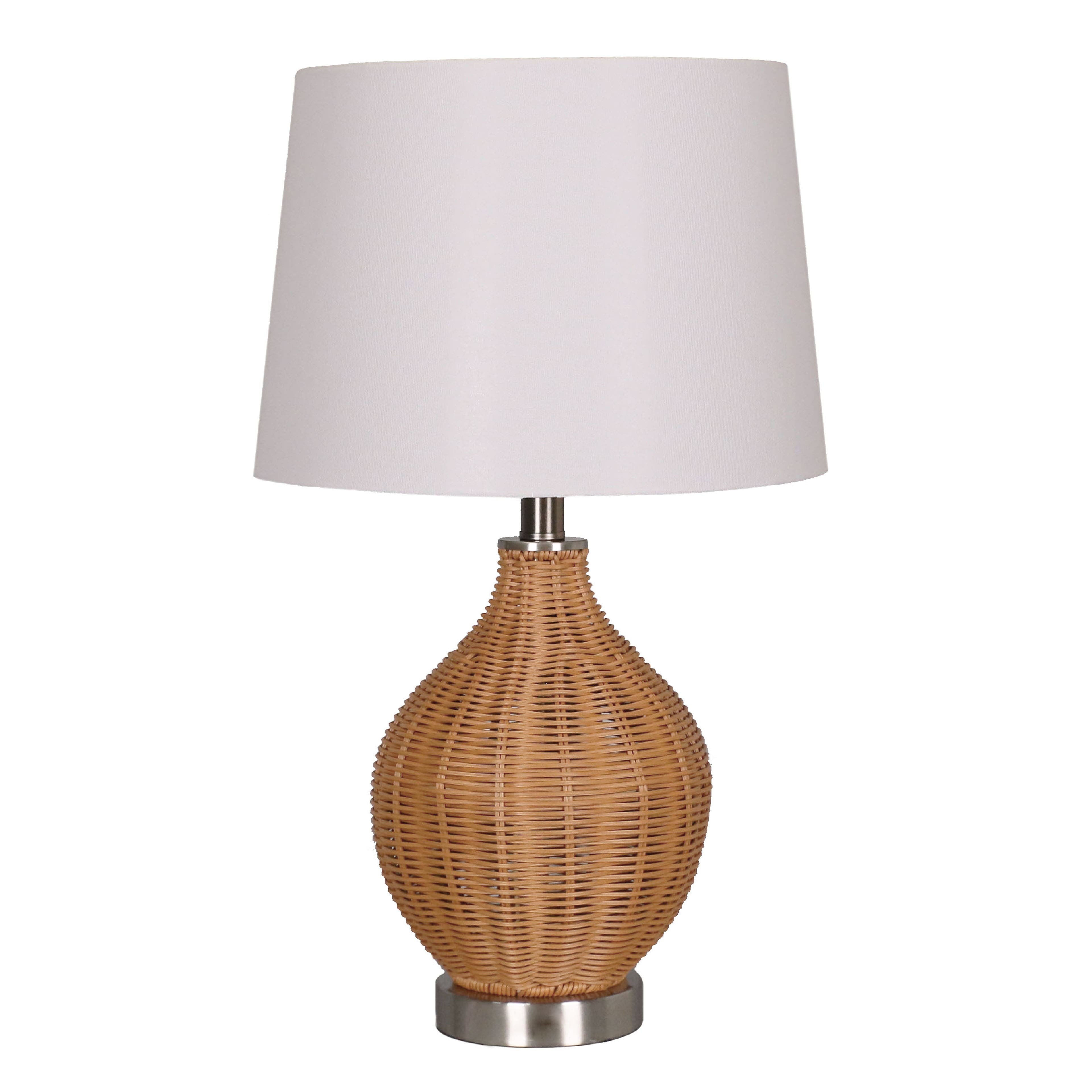 22&#x22; Tan Faux Rattan Table Lamp with White Fabric Shade by Ashland&#xAE;