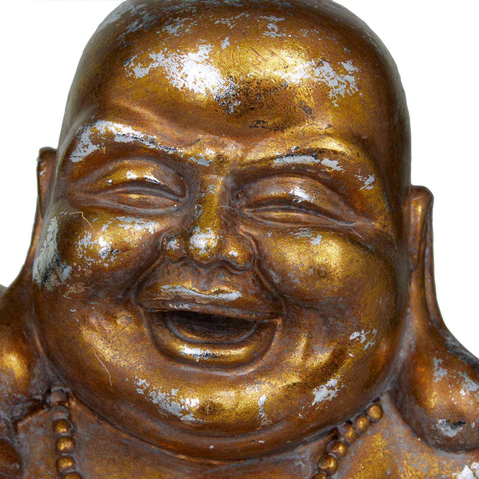 Bronze Polystone Bohemian Buddha Sculpture, 11" x 9" x 17"