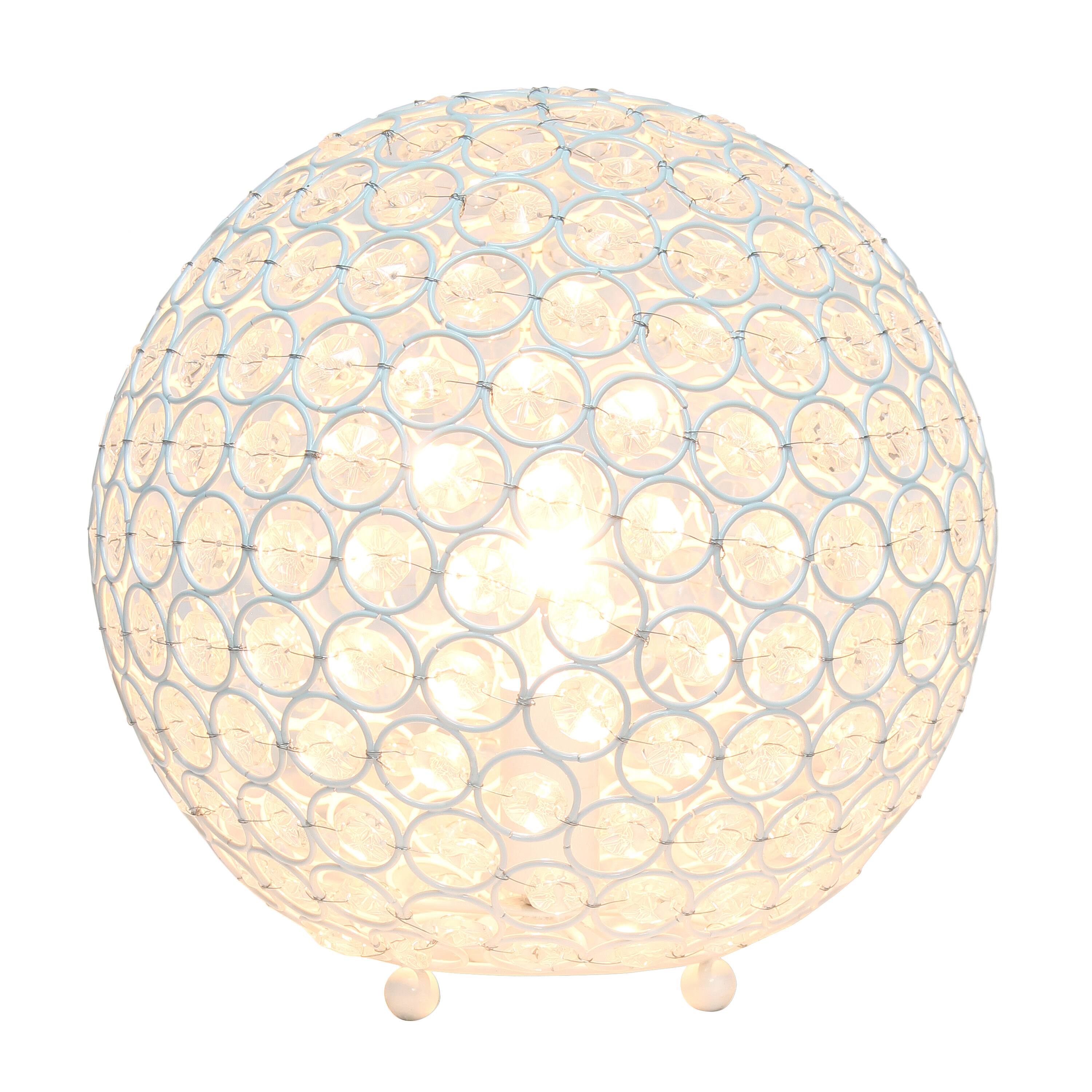 Lalia Home 10&#x22; Medium Metal Crystal Round Orb Table Lamp