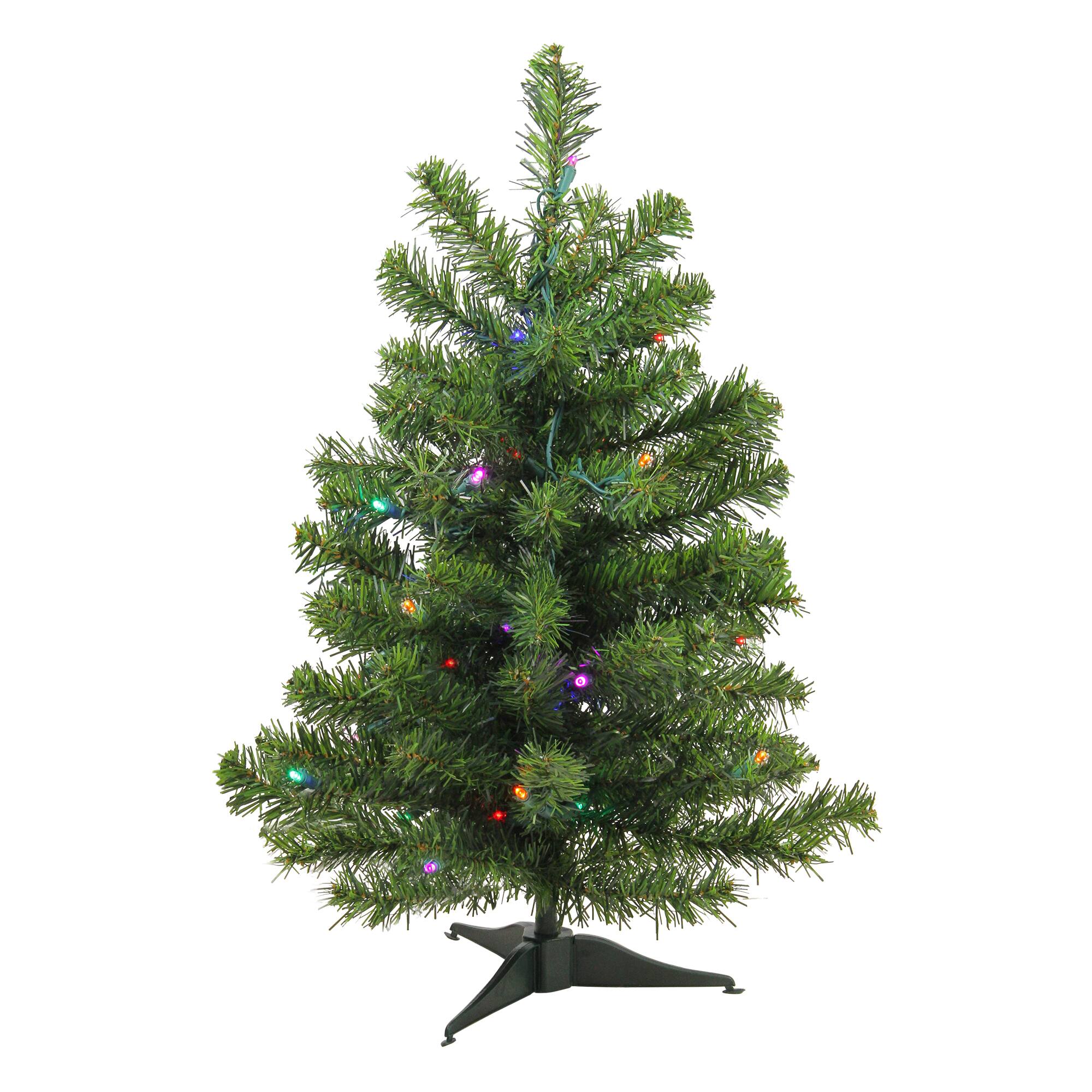 24&#x22; Pre-Lit Canadian Pine Artificial Christmas Tree, Multicolor Lights