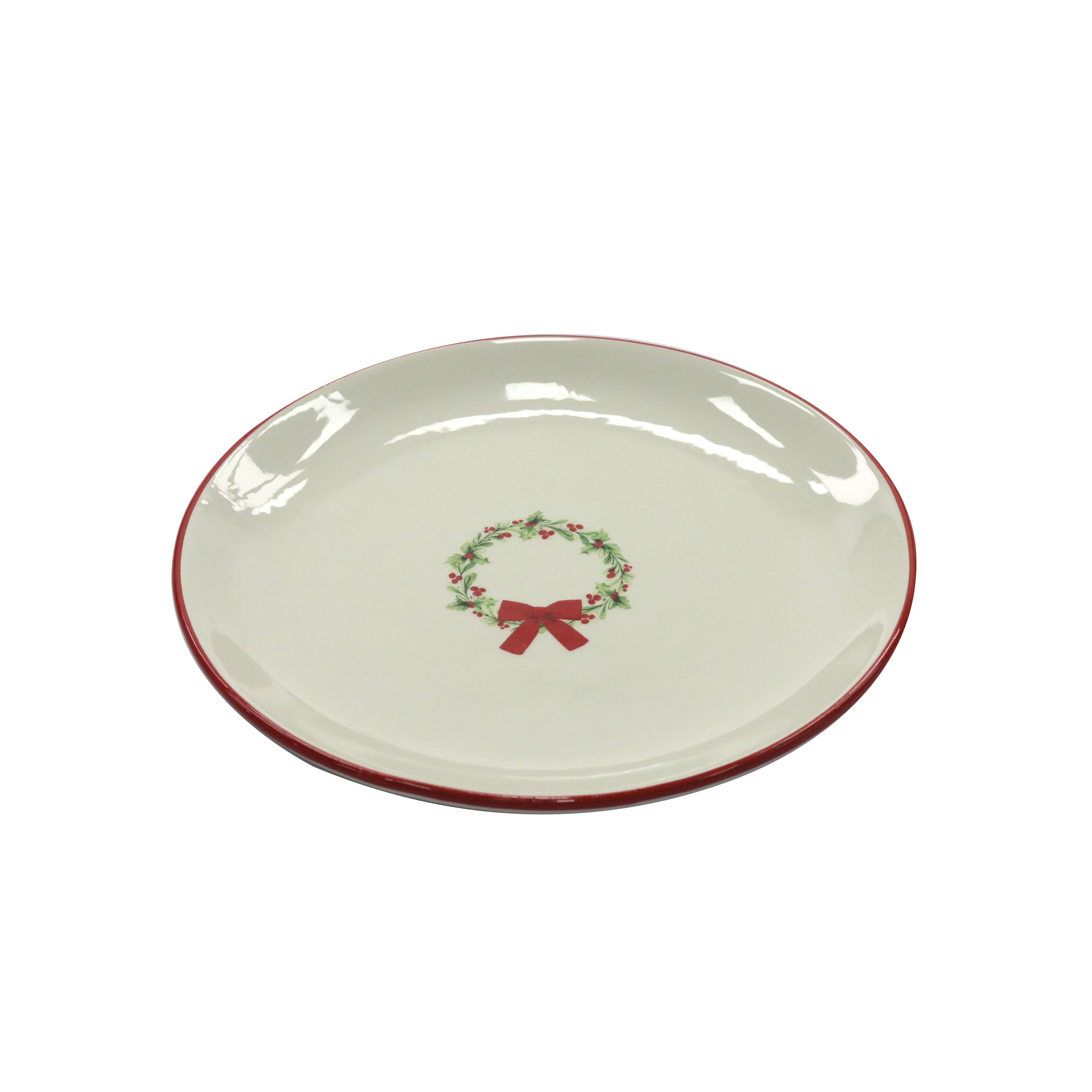 Assorted 8&#x22; Christmas Greenery Ceramic Plate by Ashland&#xAE;, 1pc.